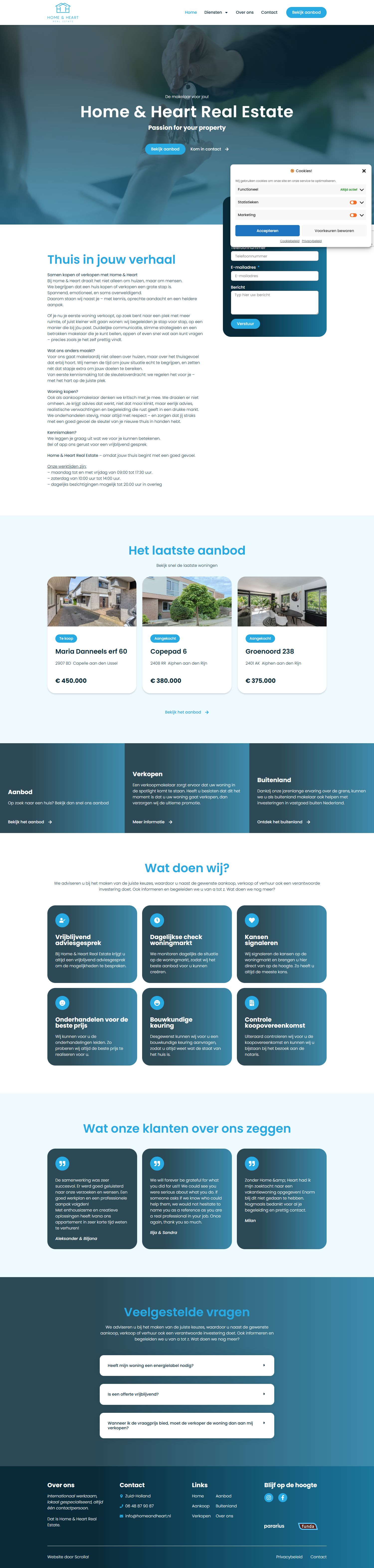 Screenshot van de website van www.homeandheart.nl