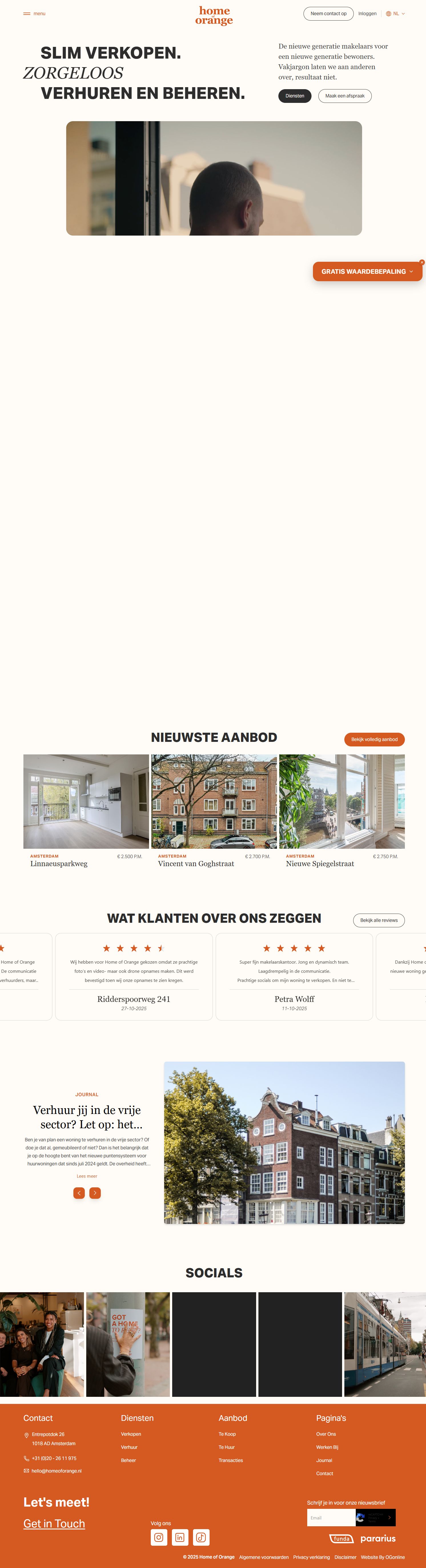 Screenshot van de website van www.homeoforange.nl