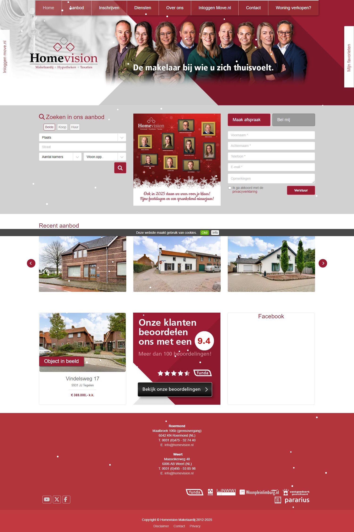 Screenshot van de website van www.homevision.nl