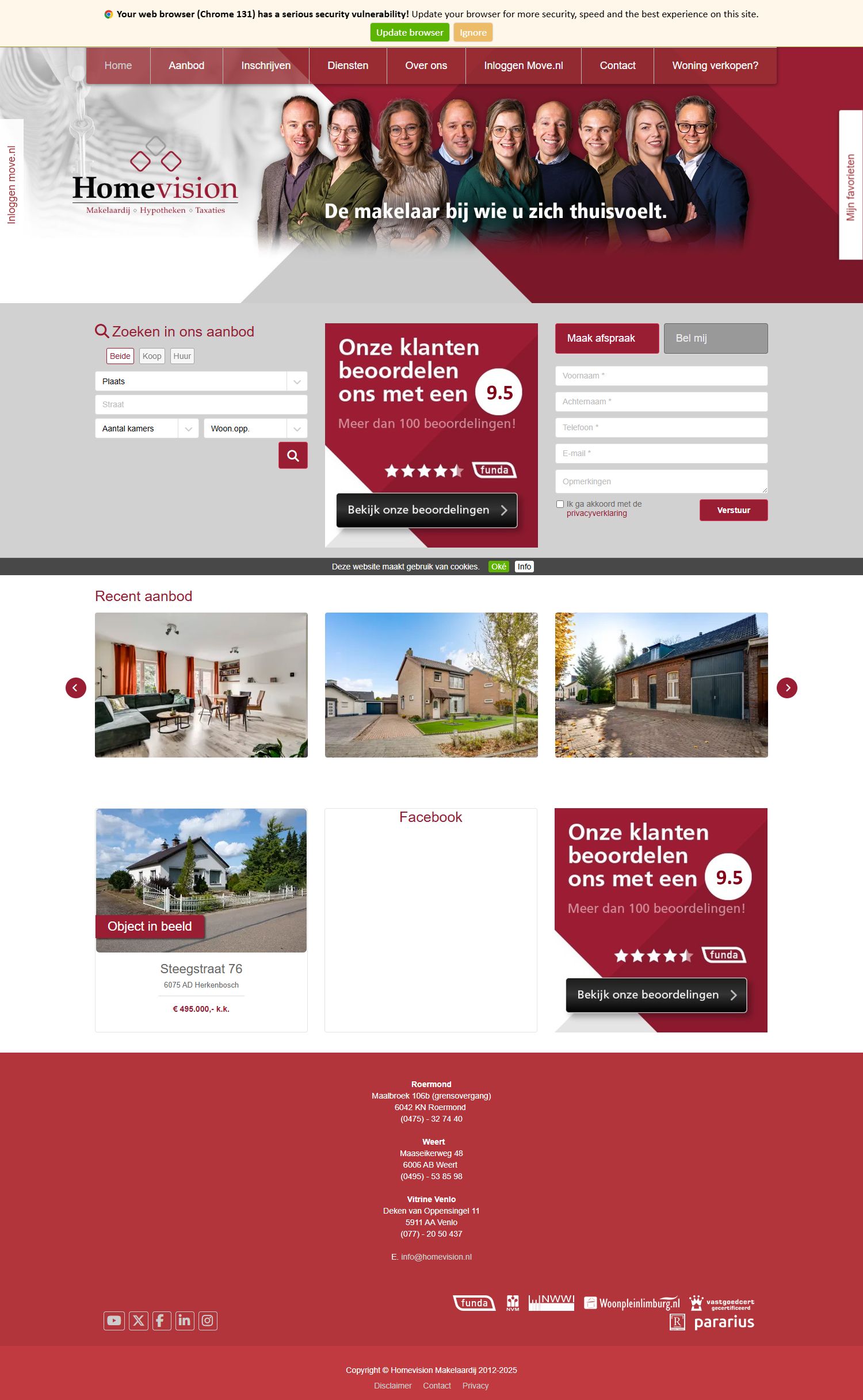 Screenshot van de website van www.homevision.nl
