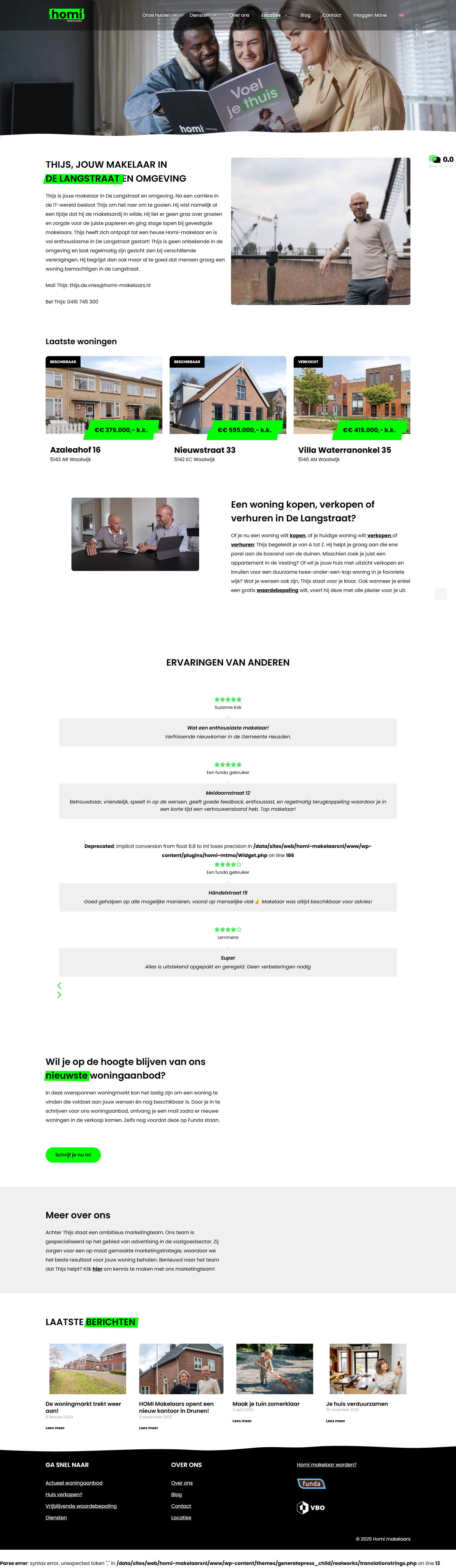 Screenshot van de website van www.homi-makelaars.nl