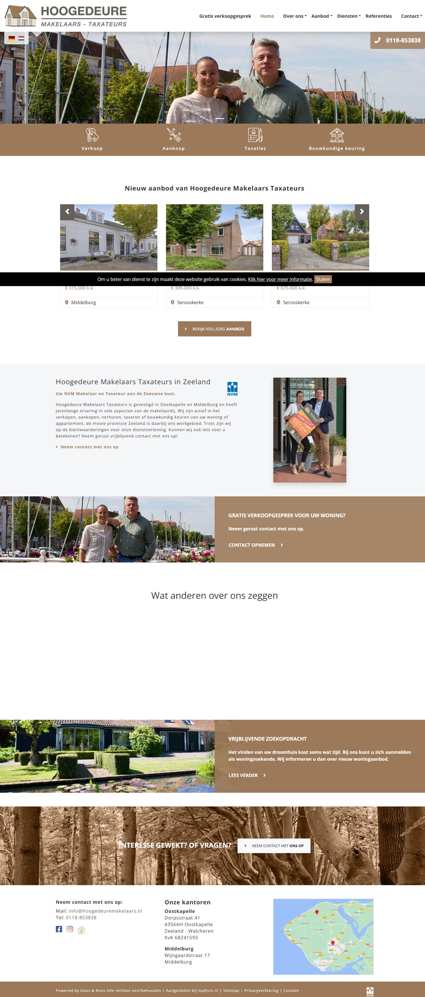 Screenshot van de website van www.hoogedeuremakelaars.nl