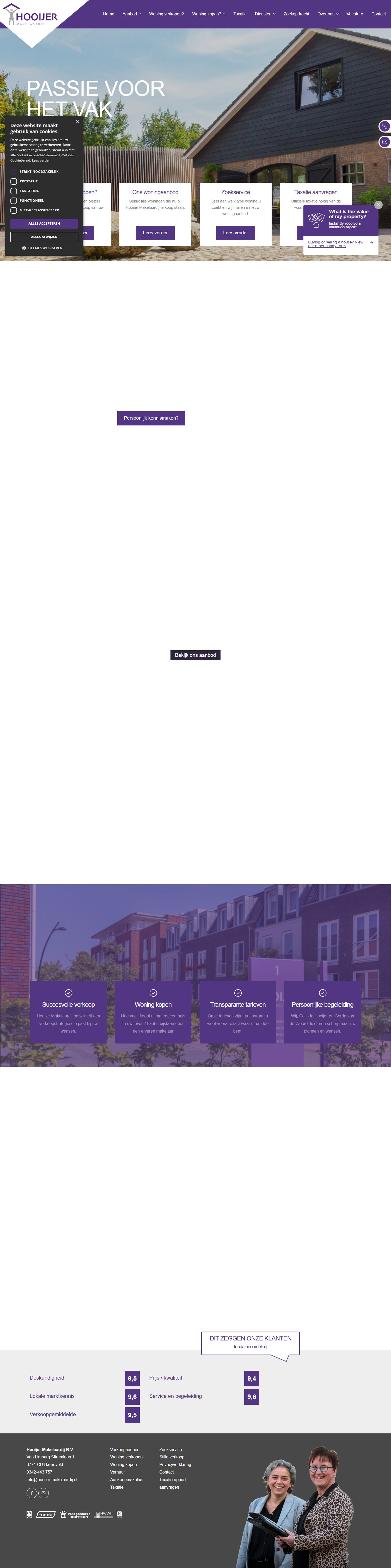 Screenshot van de website van www.hooijer-makelaardij.nl