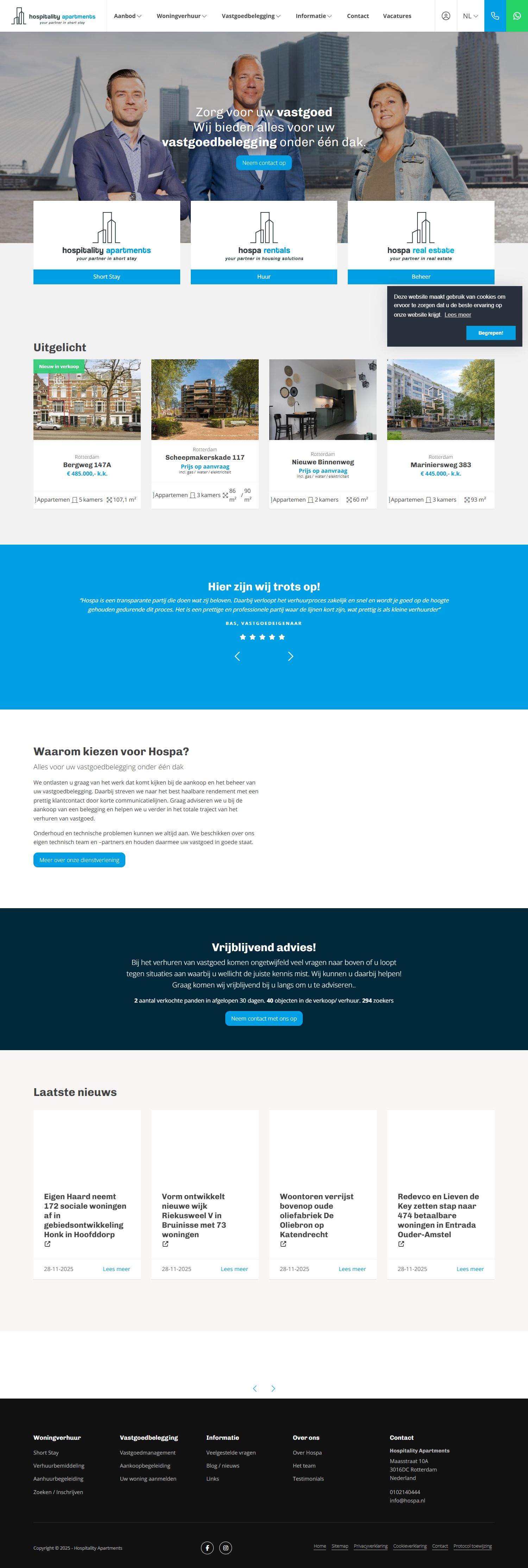 Screenshot van de website van www.hospa.nl
