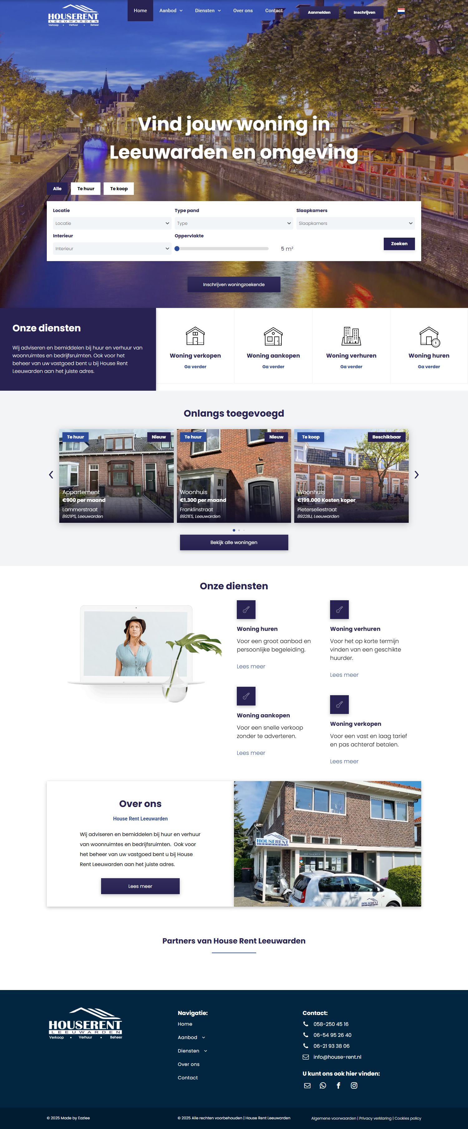 Screenshot van de website van www.house-rent.nl