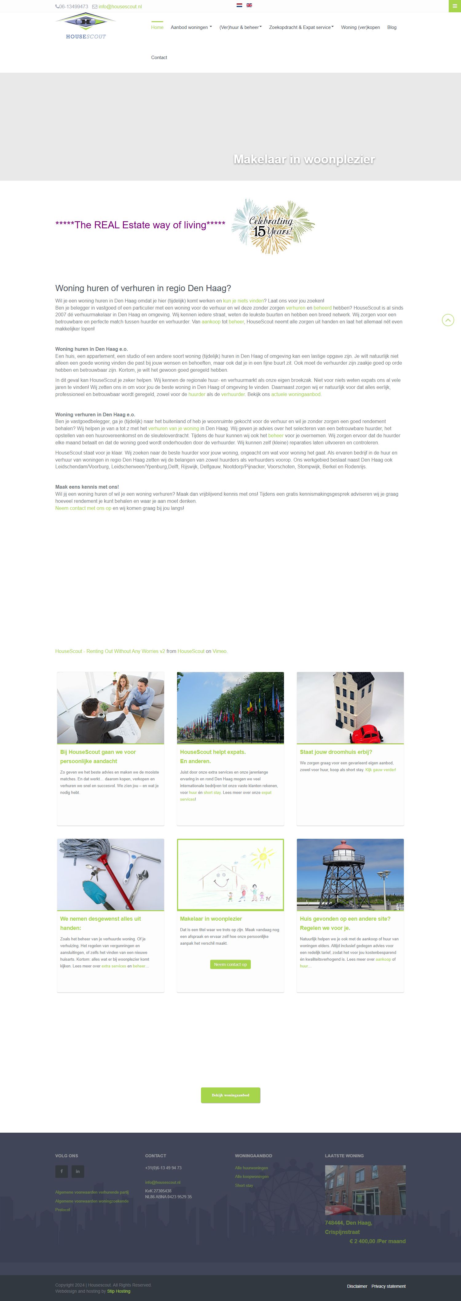 Screenshot van de website van www.housescout.nl