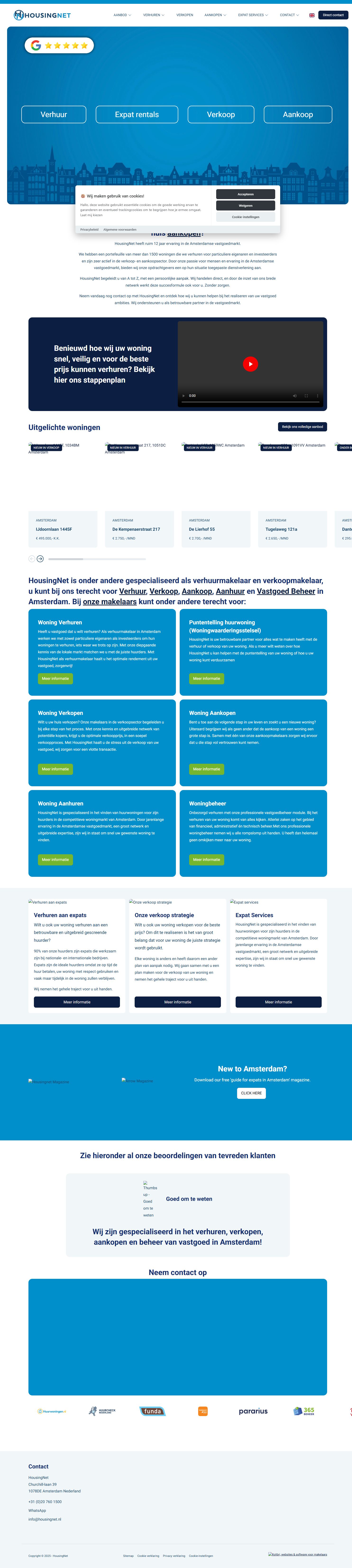 Screenshot van de website van www.housingnet.nl