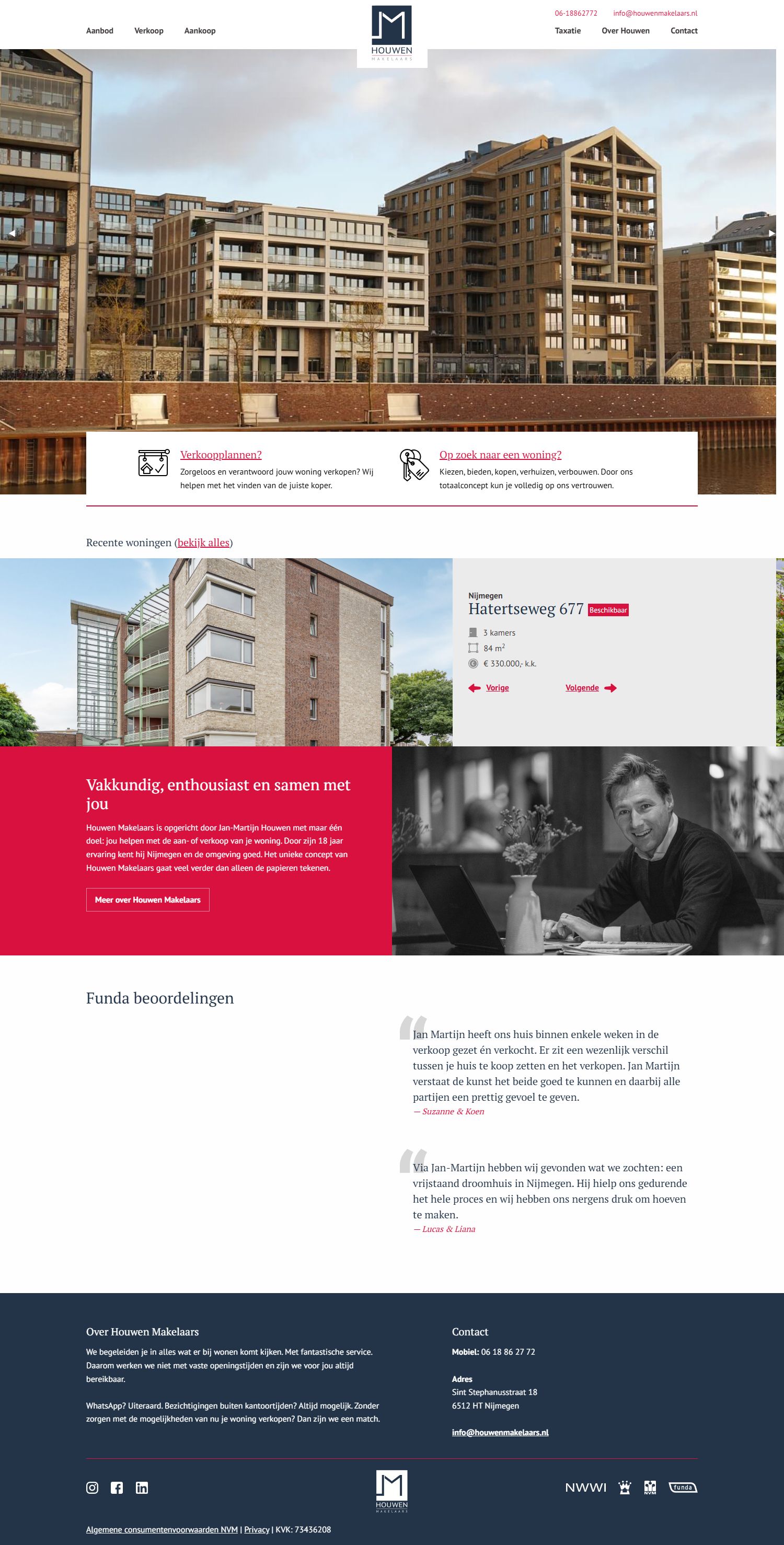 Screenshot van de website van www.houwenmakelaars.nl