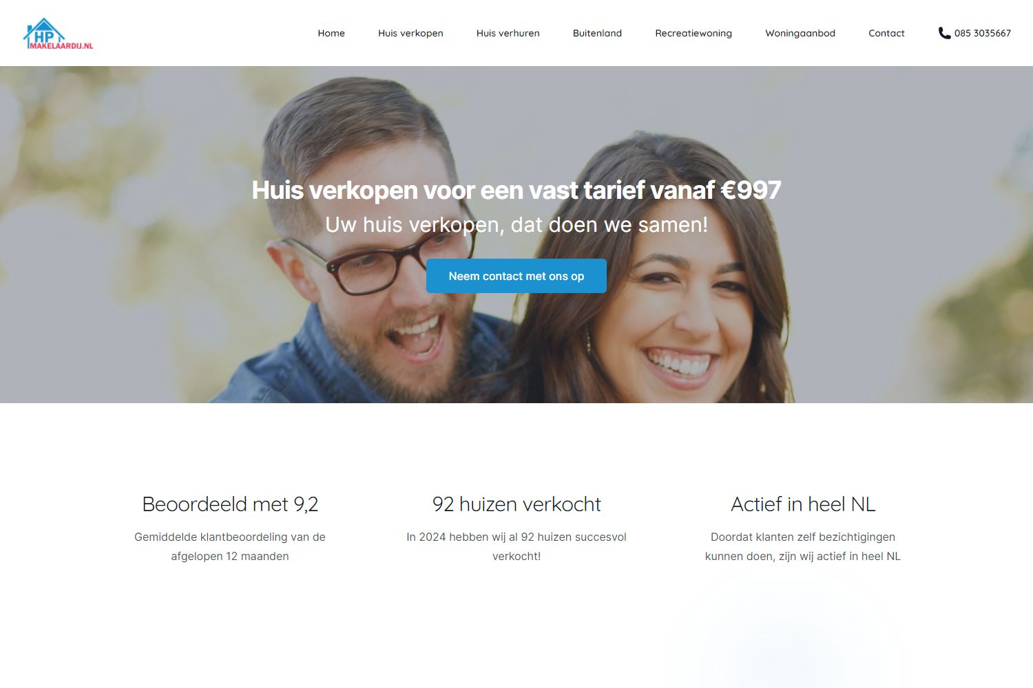 Screenshot van de website van 