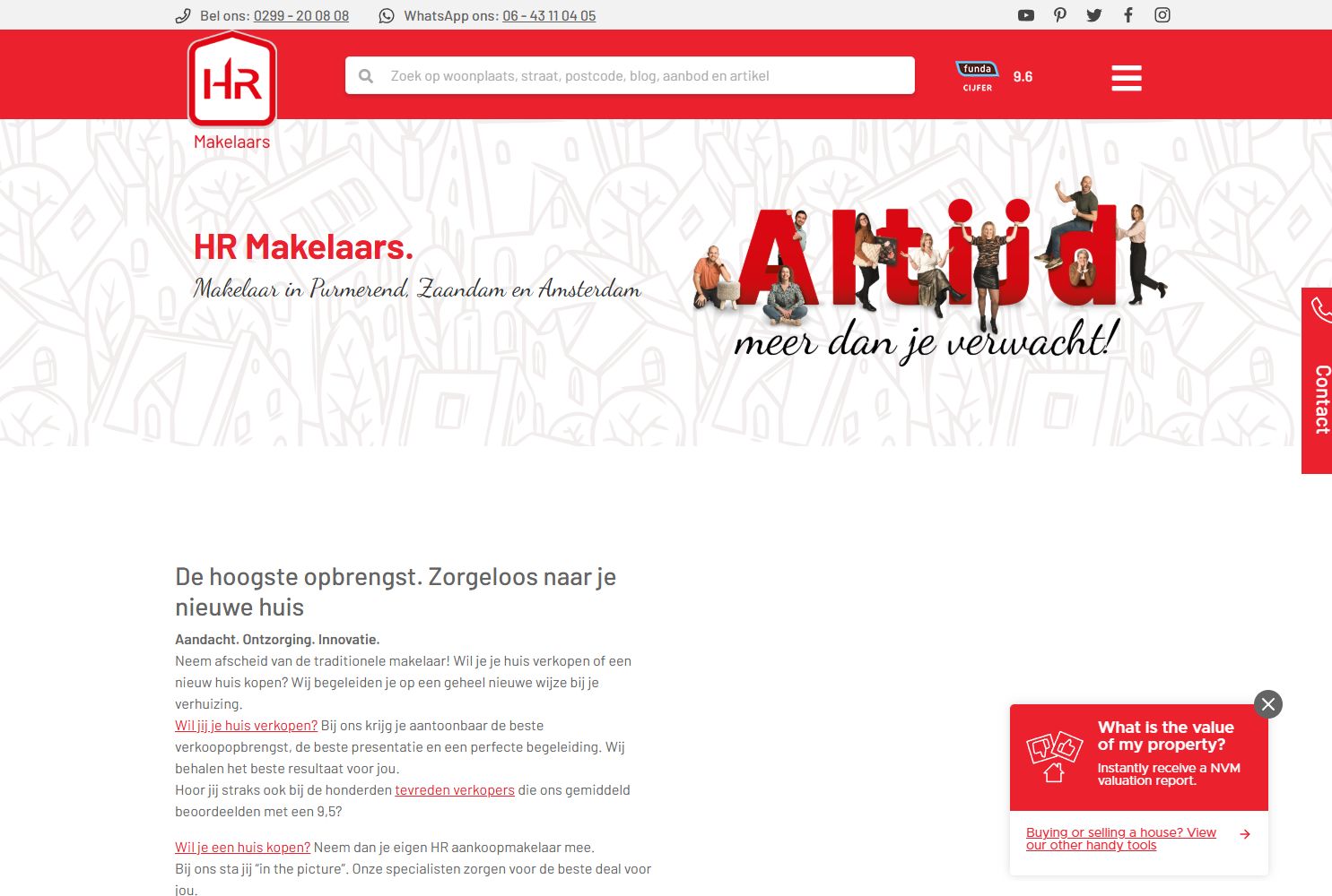 Screenshot van de website van www.hrmakelaars.nl