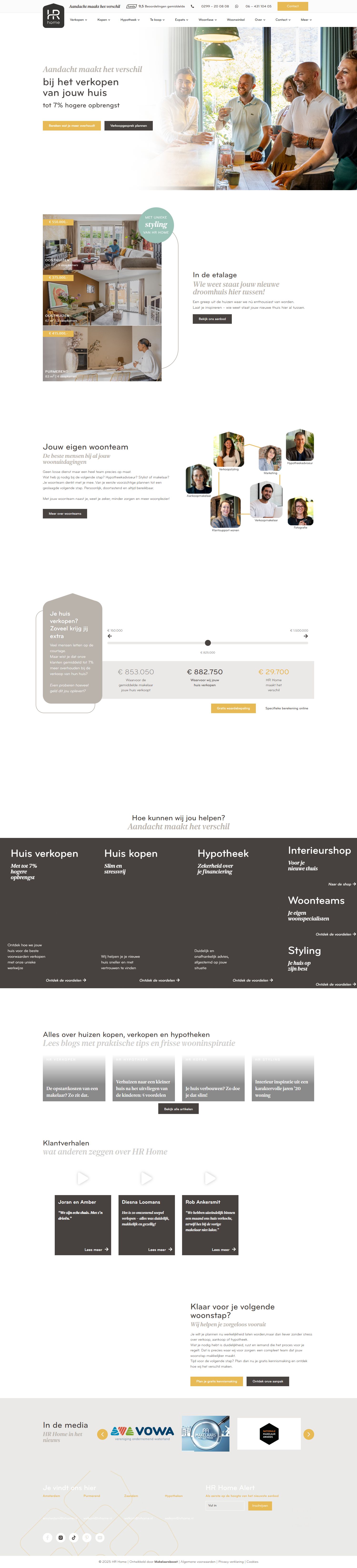 Screenshot van de website van www.hrmakelaars.nl