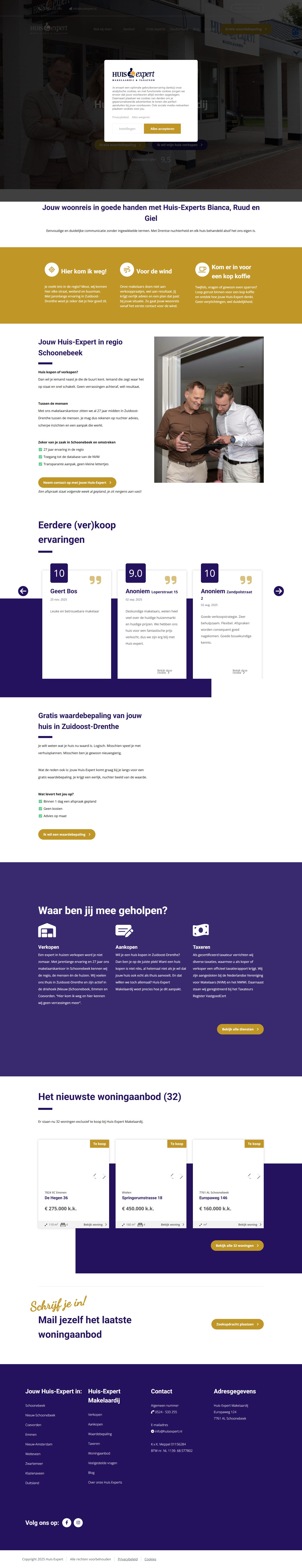 Screenshot van de website van www.huisexpert.nl