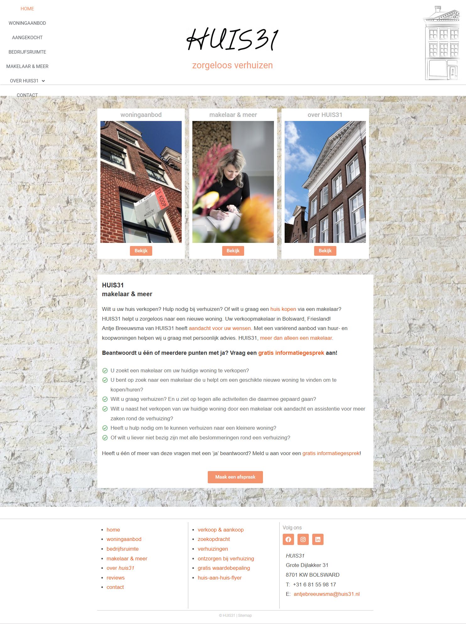 Screenshot van de website van antjebreeuwsma.nl