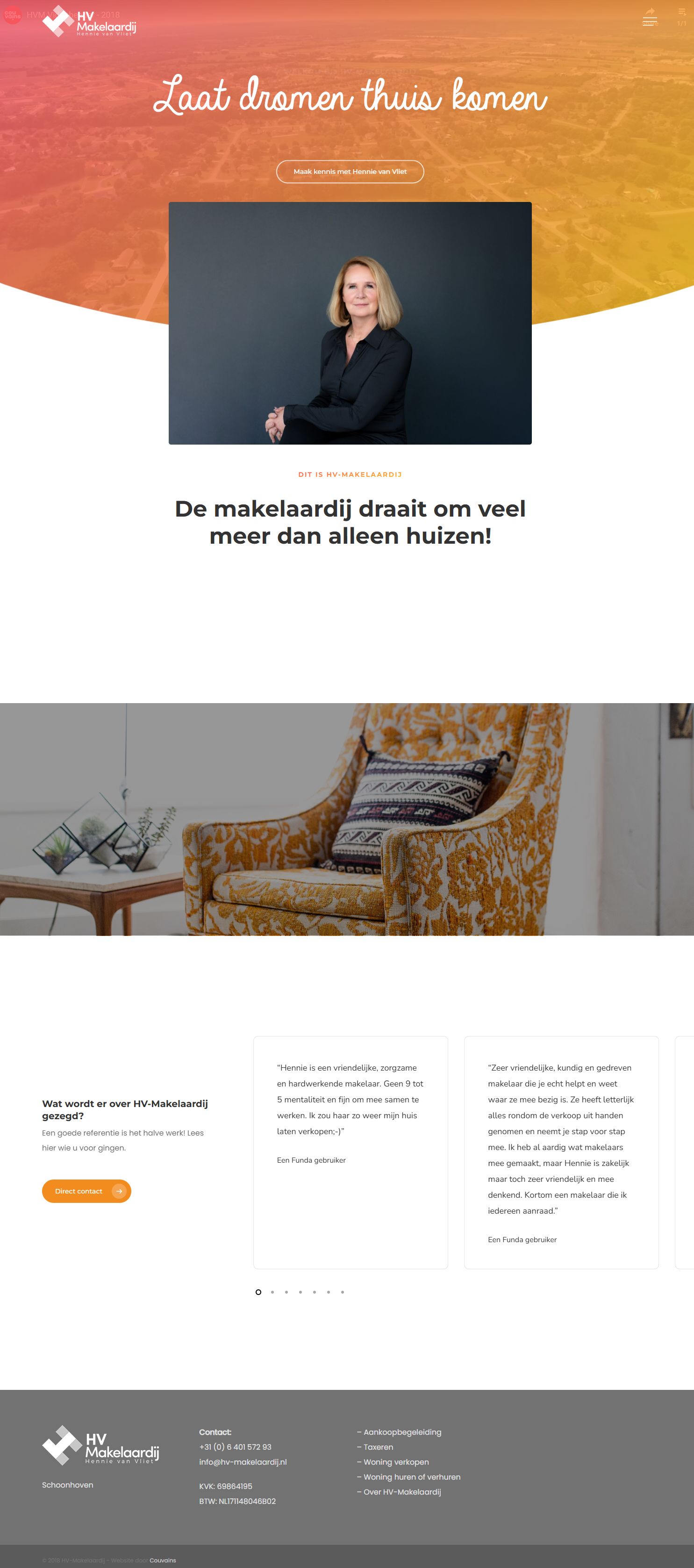 Screenshot van de website van www.hv-makelaardij.nl