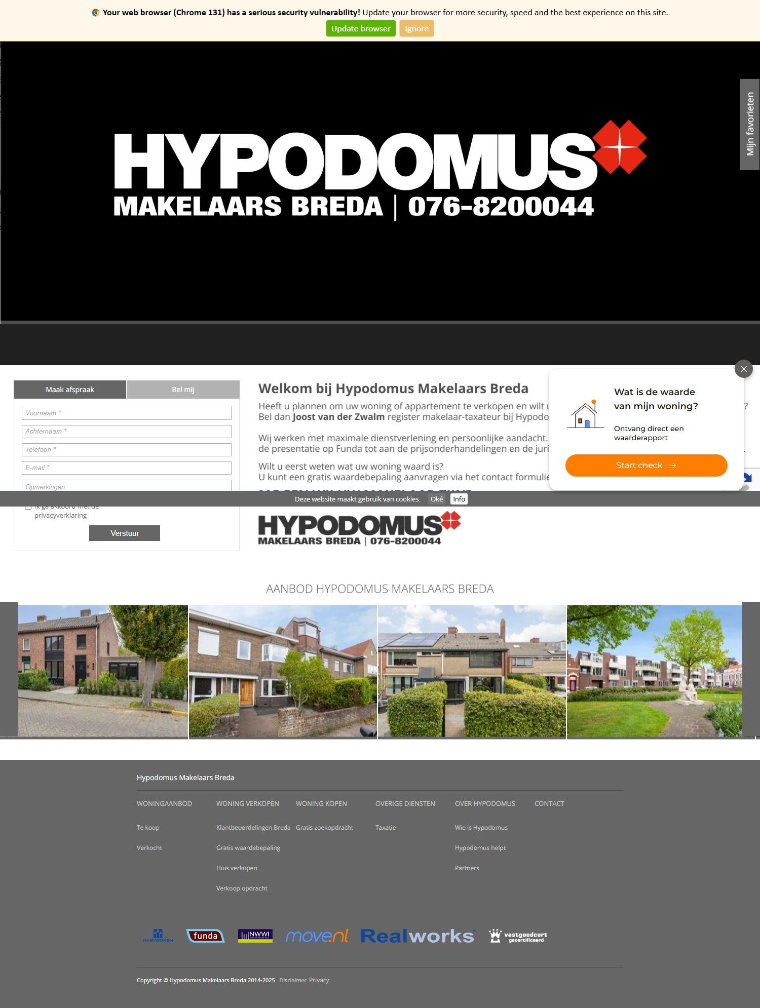 Screenshot van de website van www.hypodomus-breda.nl