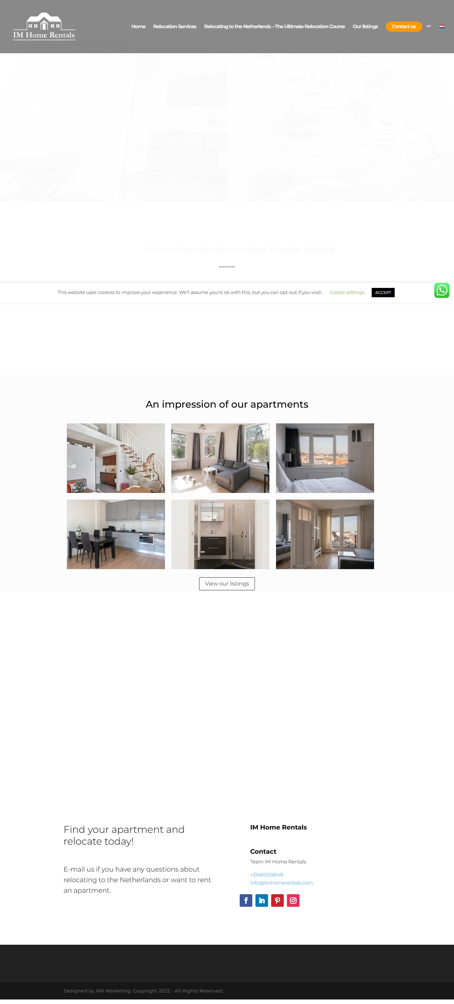 Screenshot van de website van www.imhomerentals.com