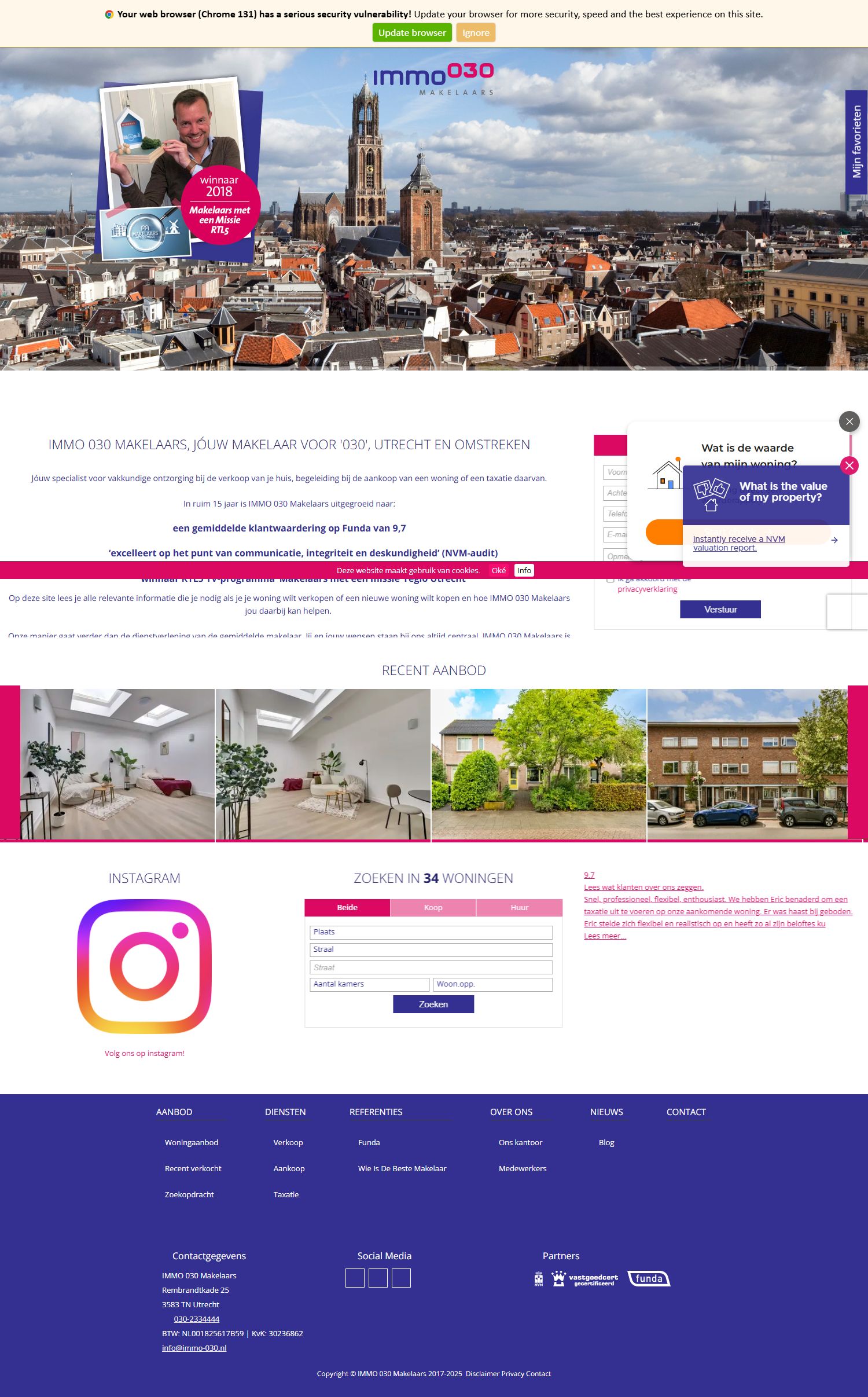 Screenshot van de website van www.immo-030.nl