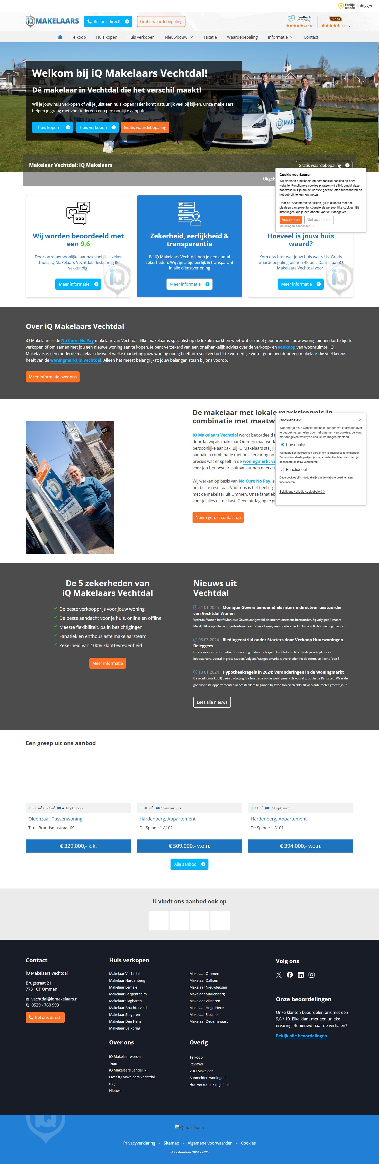 Screenshot van de website van www.iqmakelaarsvechtdal.nl