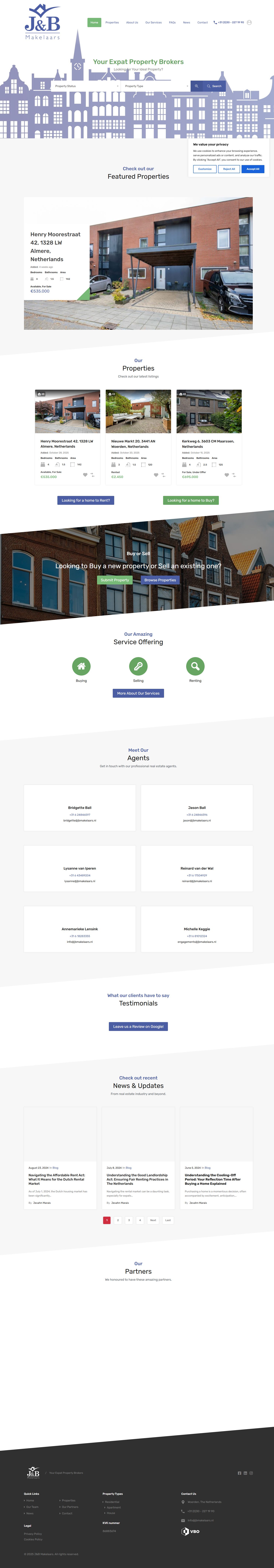 Screenshot van de website van www.jbmakelaars.nl