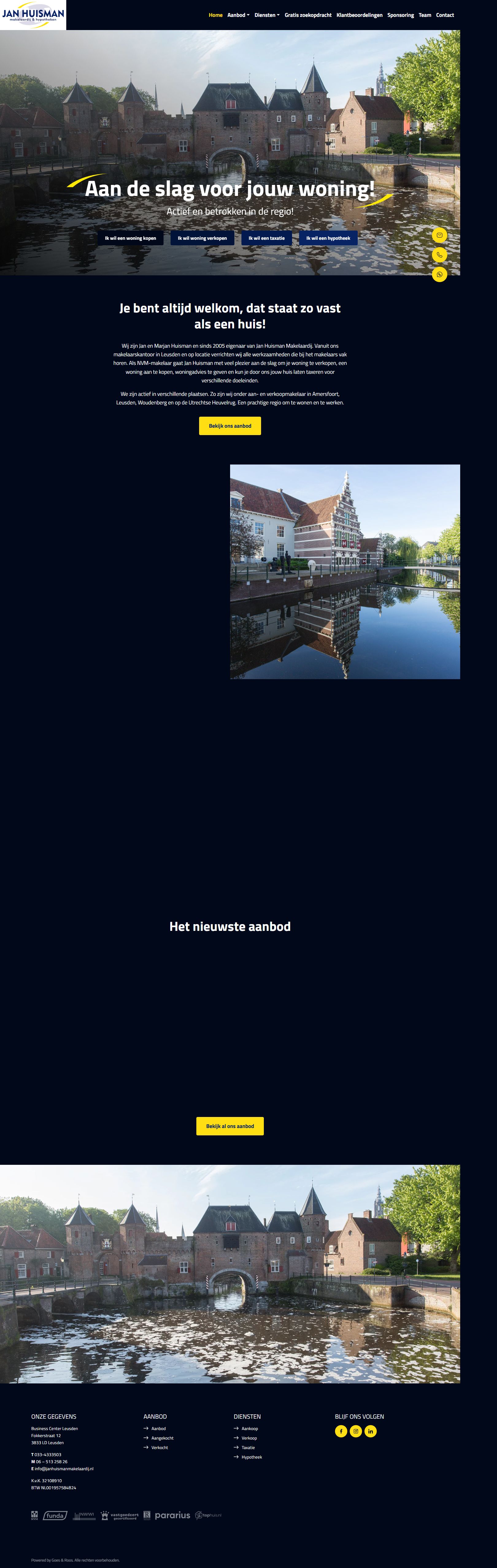 Screenshot van de website van www.janhuismanmakelaardij.nl