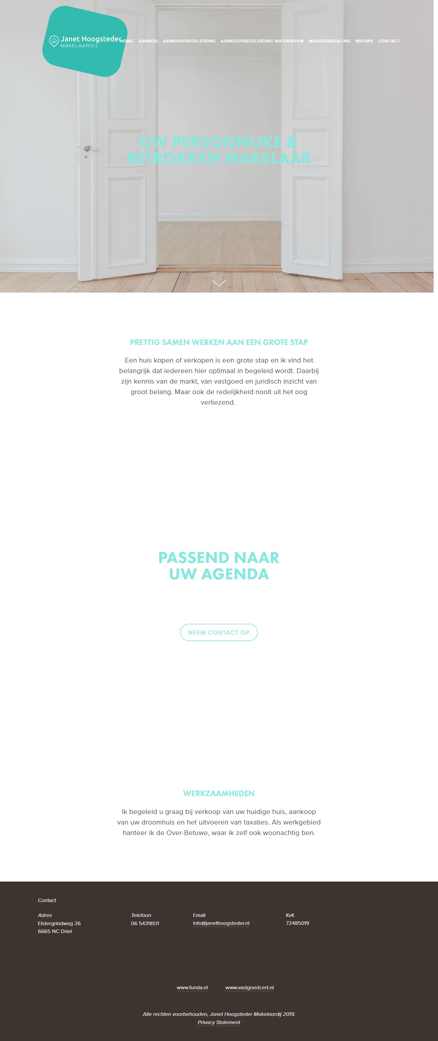 Screenshot van de website van www.janethoogsteder.nl