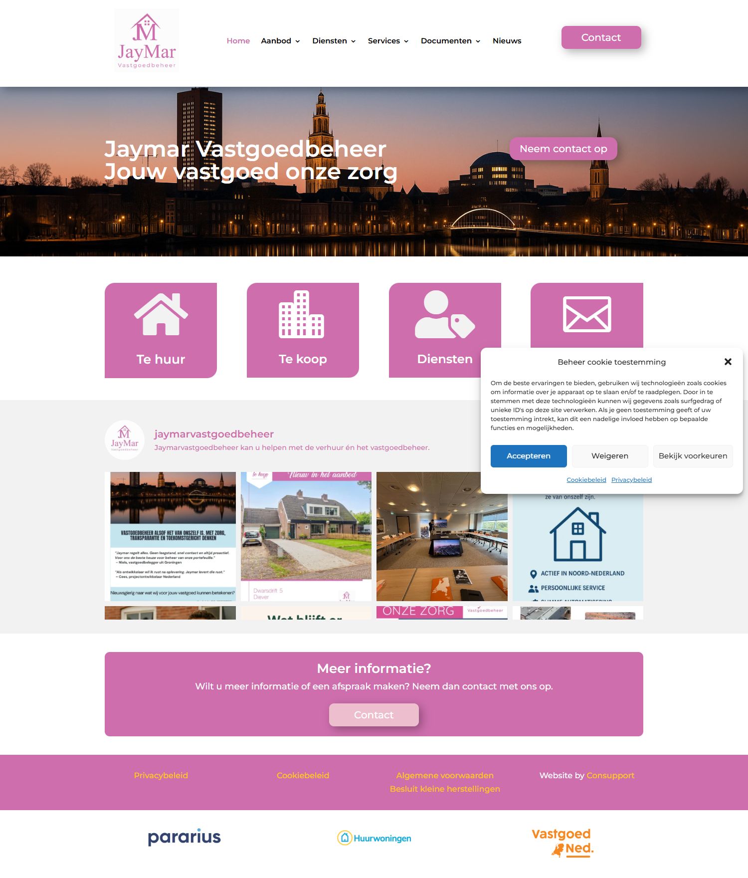 Screenshot van de website van www.jaymarvastgoedbeheer.nl