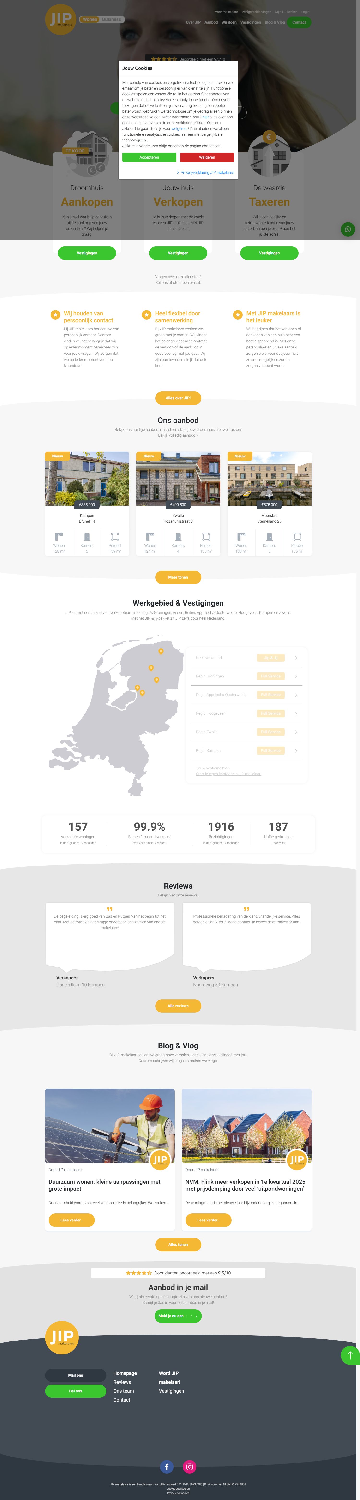 Screenshot van de website van www.jipmakelaars.nl