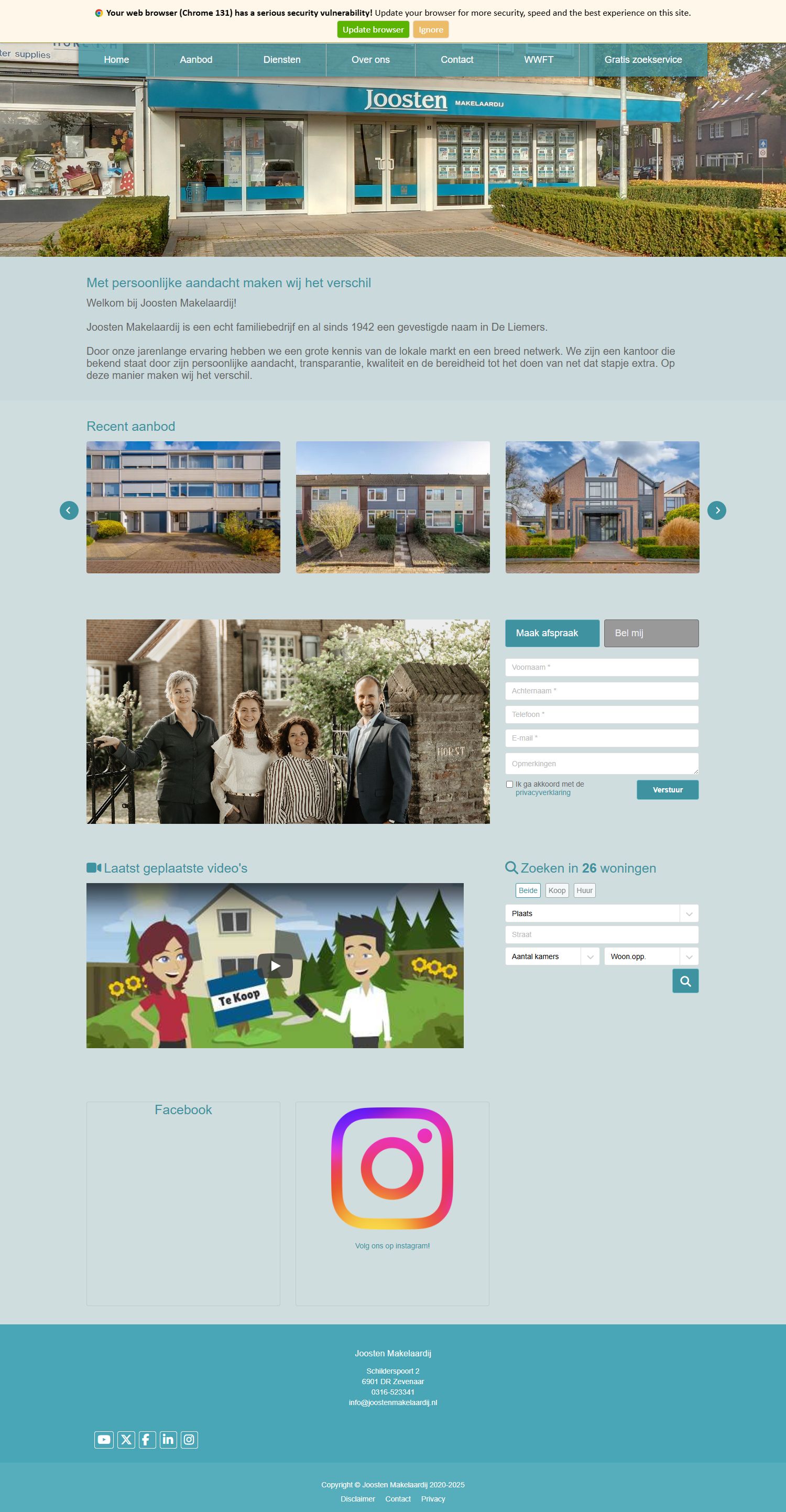 Screenshot van de website van www.joostenmakelaardij.nl