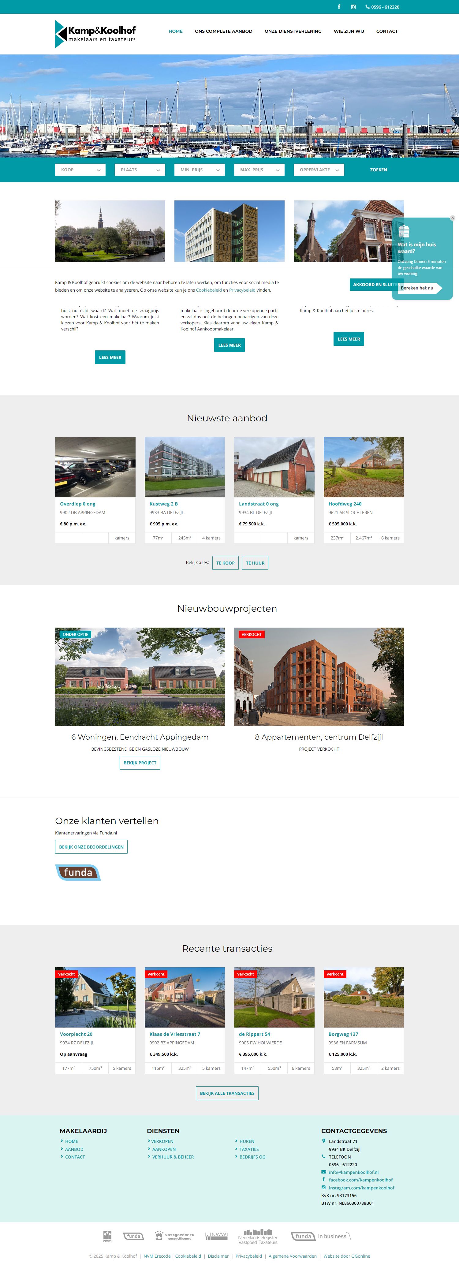Screenshot van de website van www.kampenkoolhof.nl