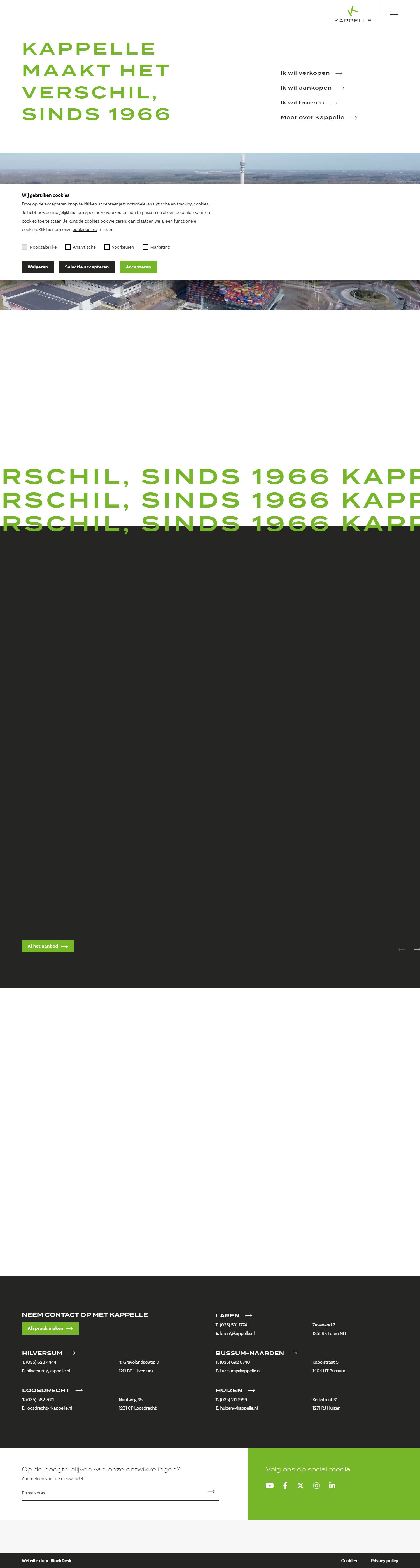 Screenshot van de website van kappelle.nl