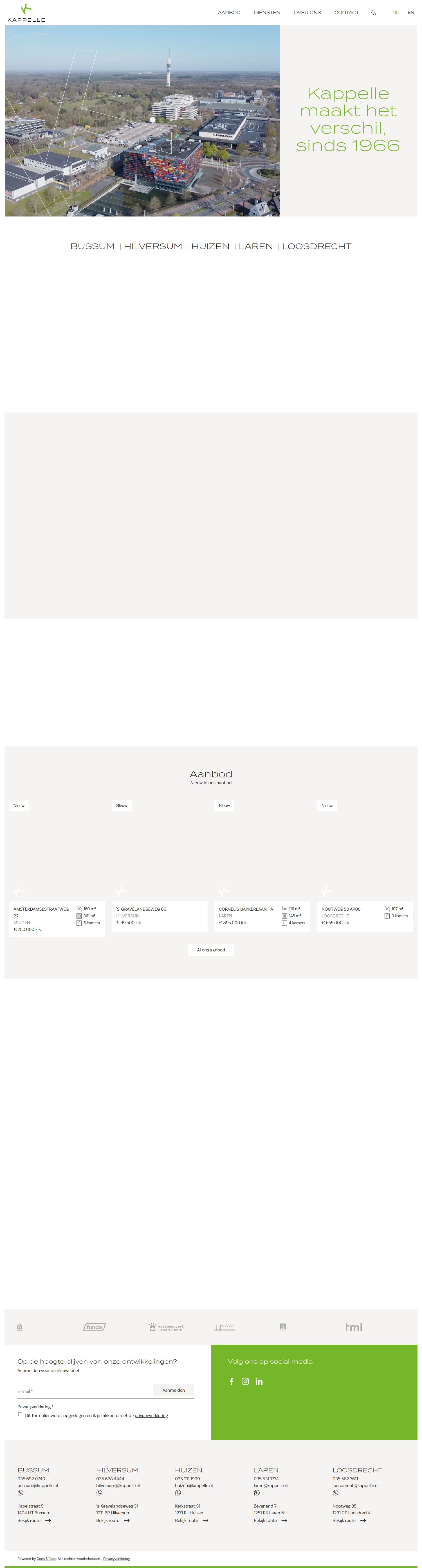 Screenshot van de website van www.kappelle.nl