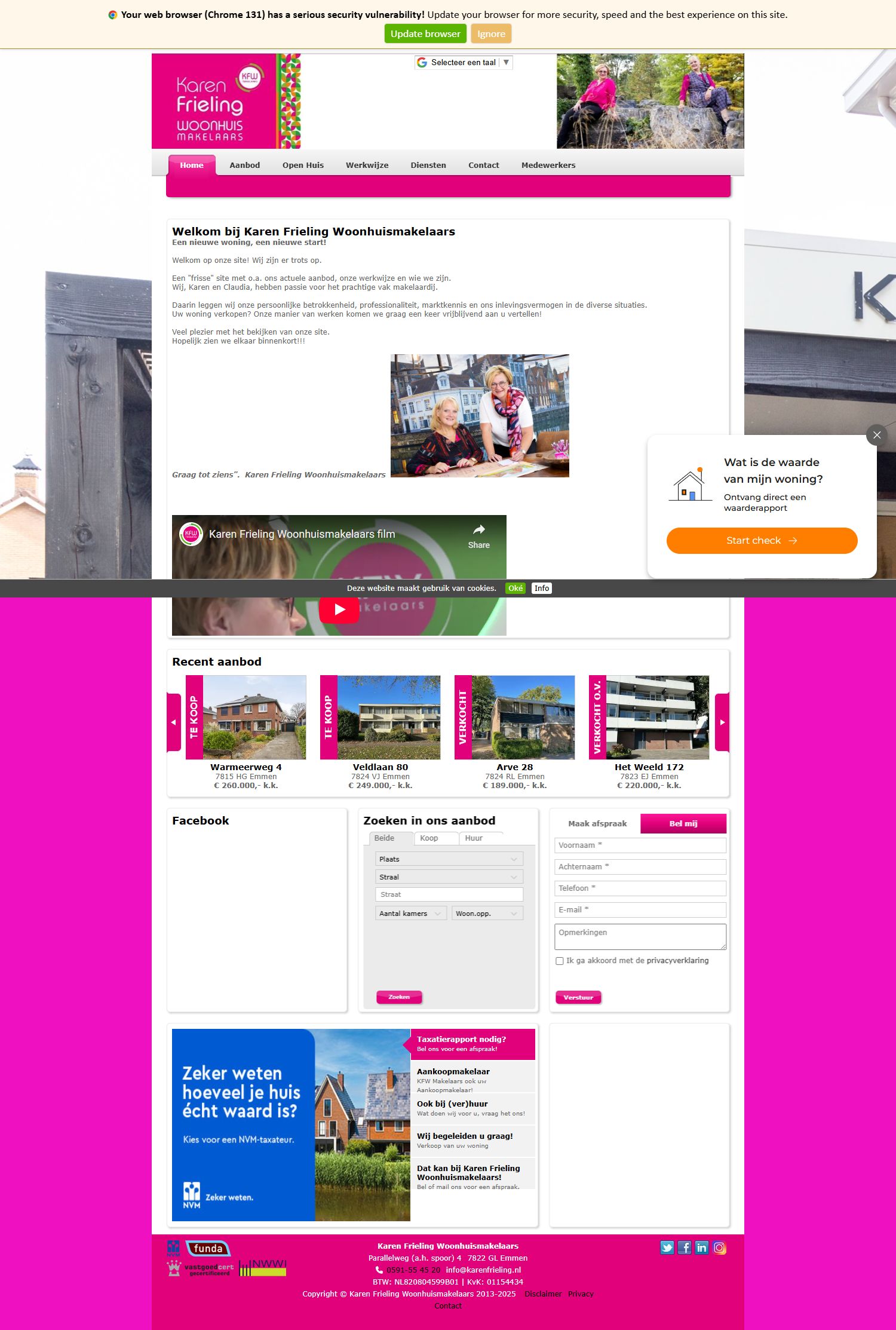 Screenshot van de website van www.karenfrieling.nl