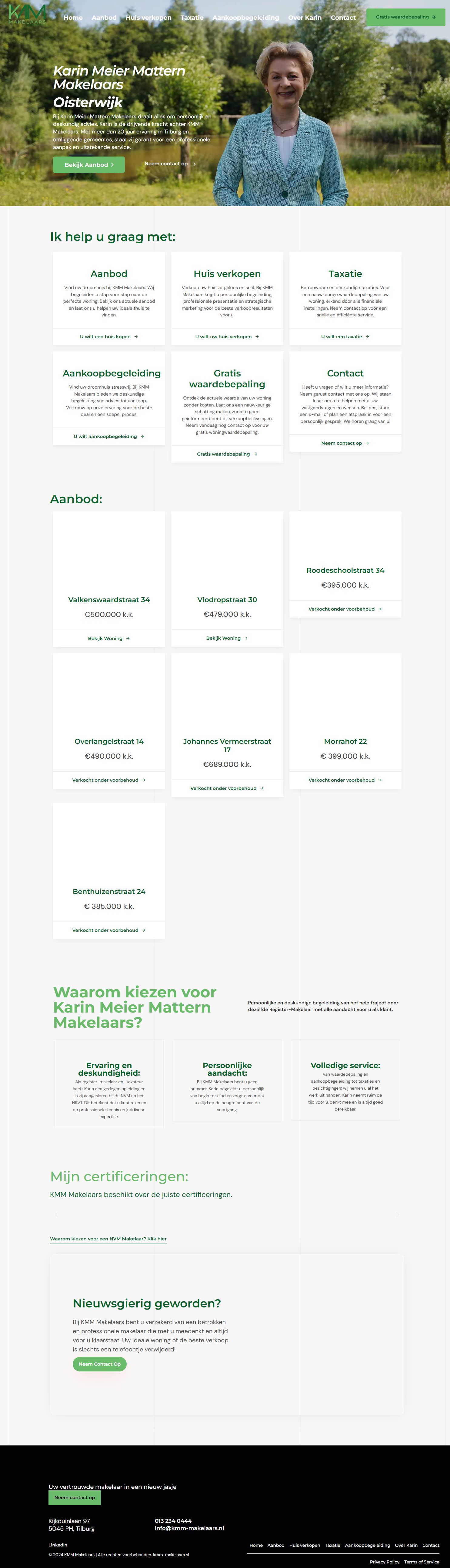 Screenshot van de website van www.kmm-makelaars.nl