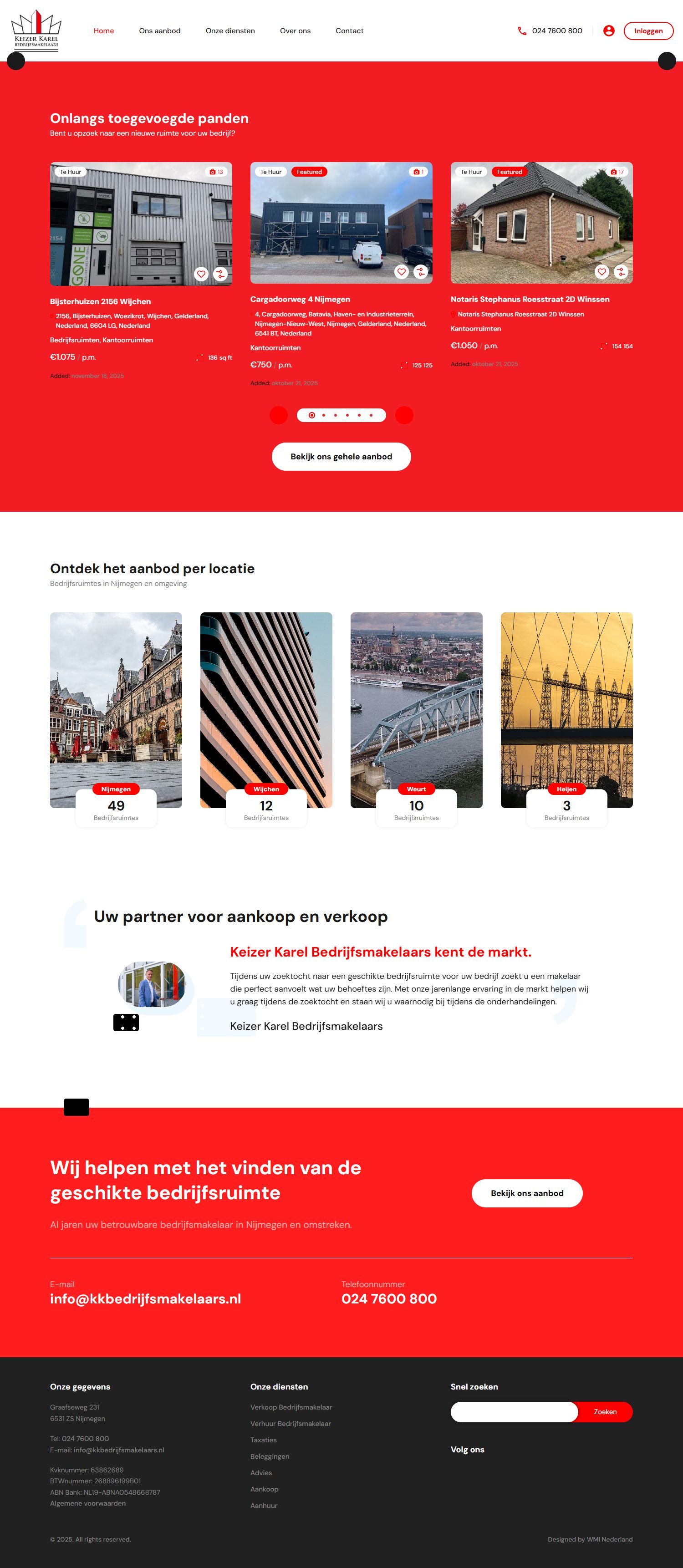 Screenshot van de website van kkbedrijfsmakelaars.nl