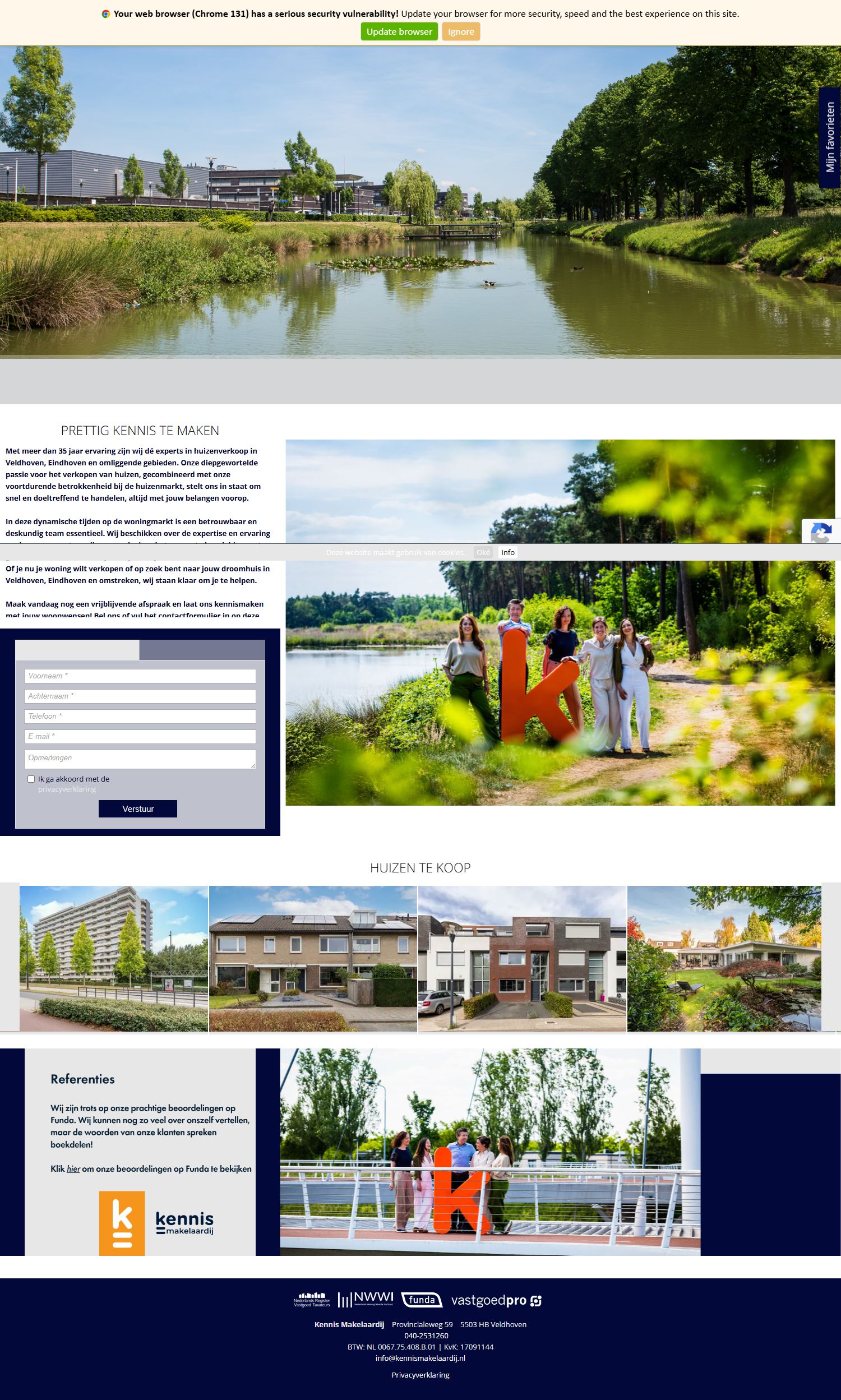 Screenshot van de website van www.kennismakelaardij.nl