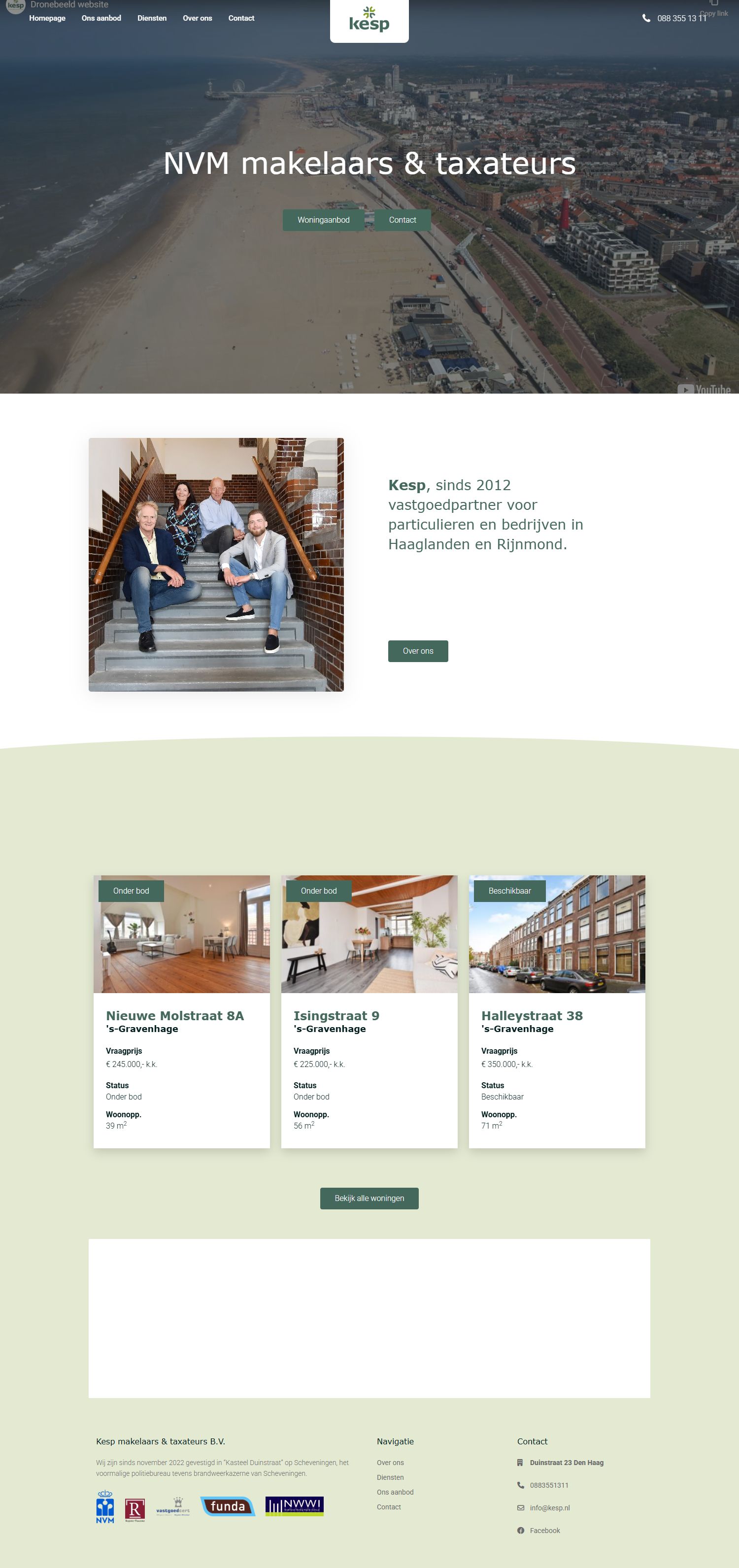Screenshot van de website van www.kesp.nl
