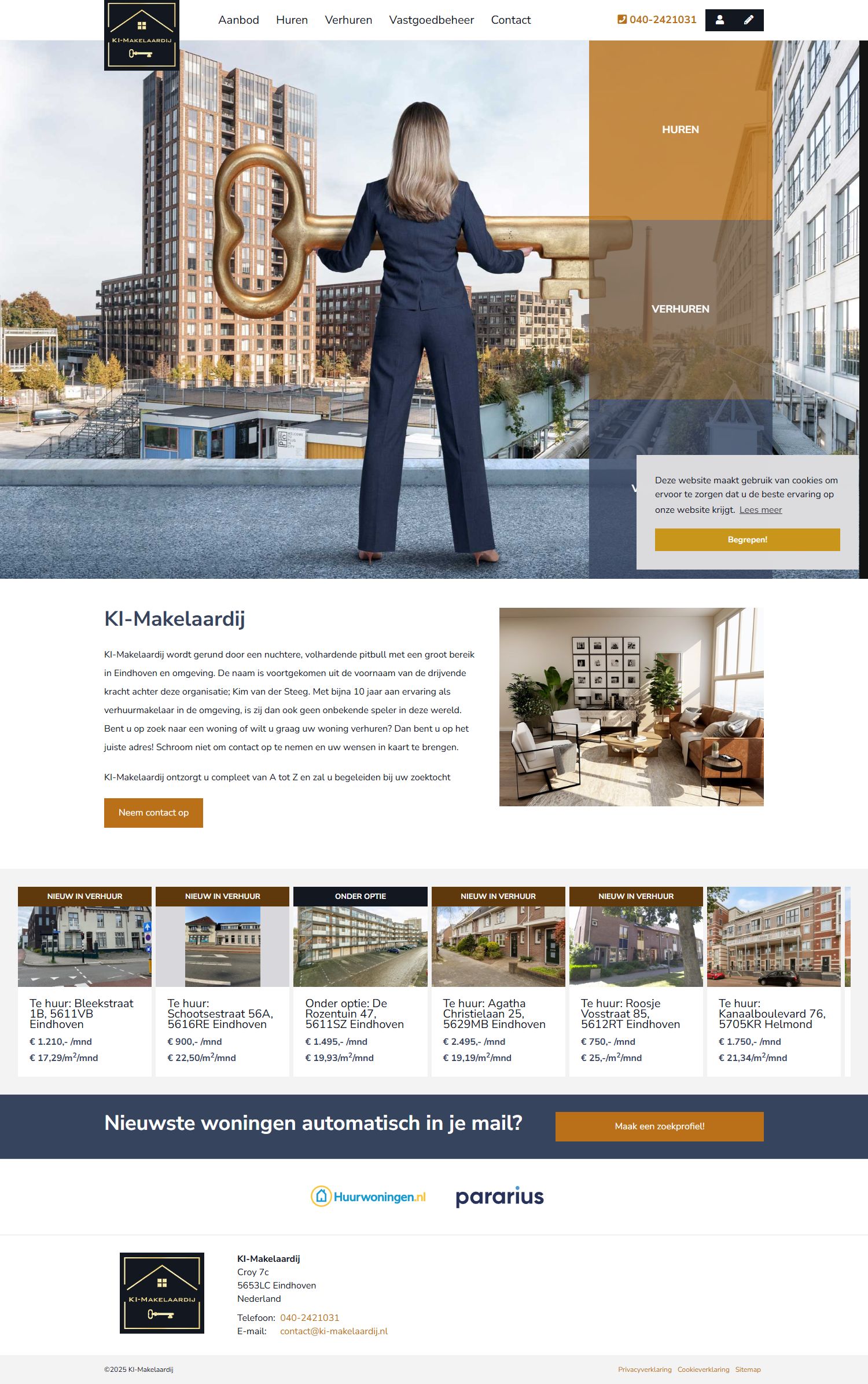 Screenshot van de website van www.ki-makelaardij.nl