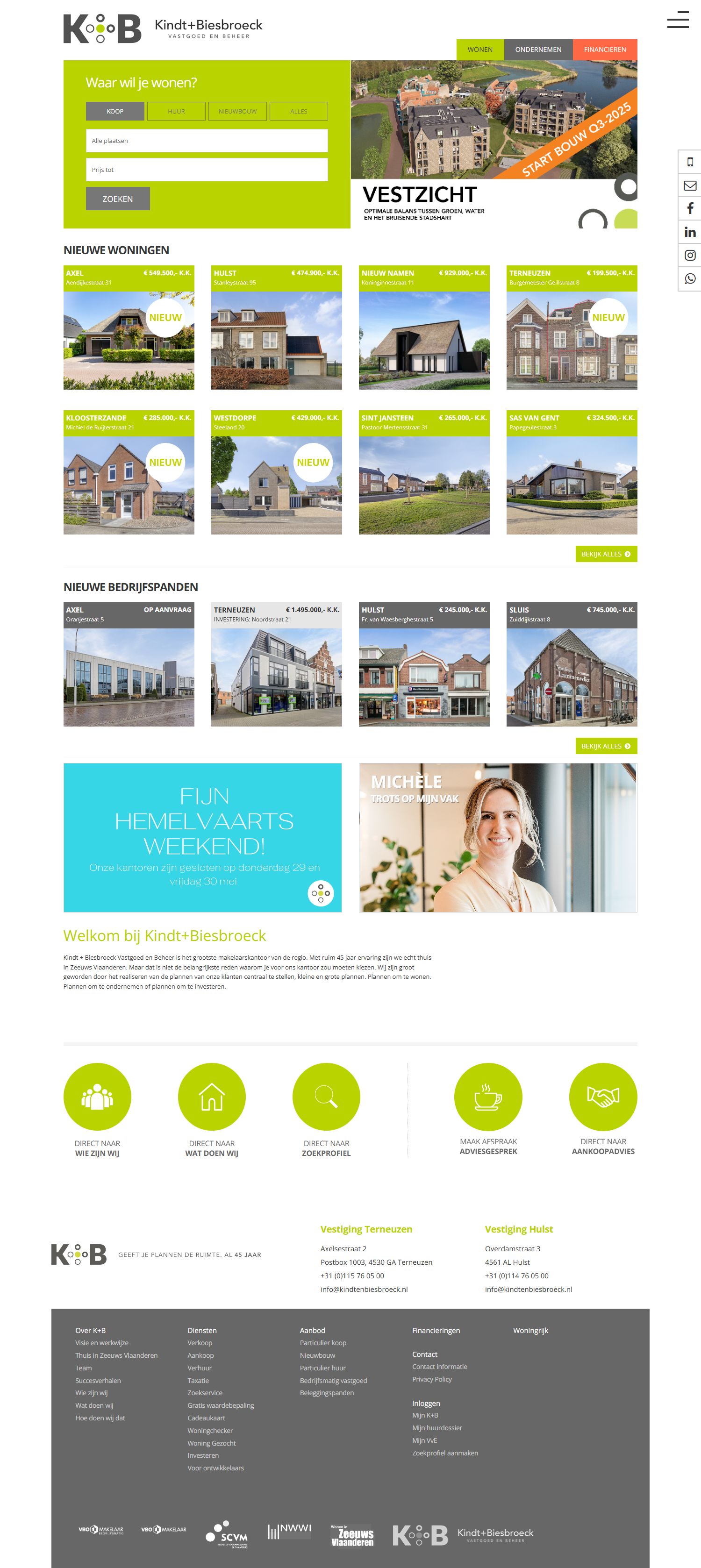 Screenshot van de website van www.kindtenbiesbroeck.nl