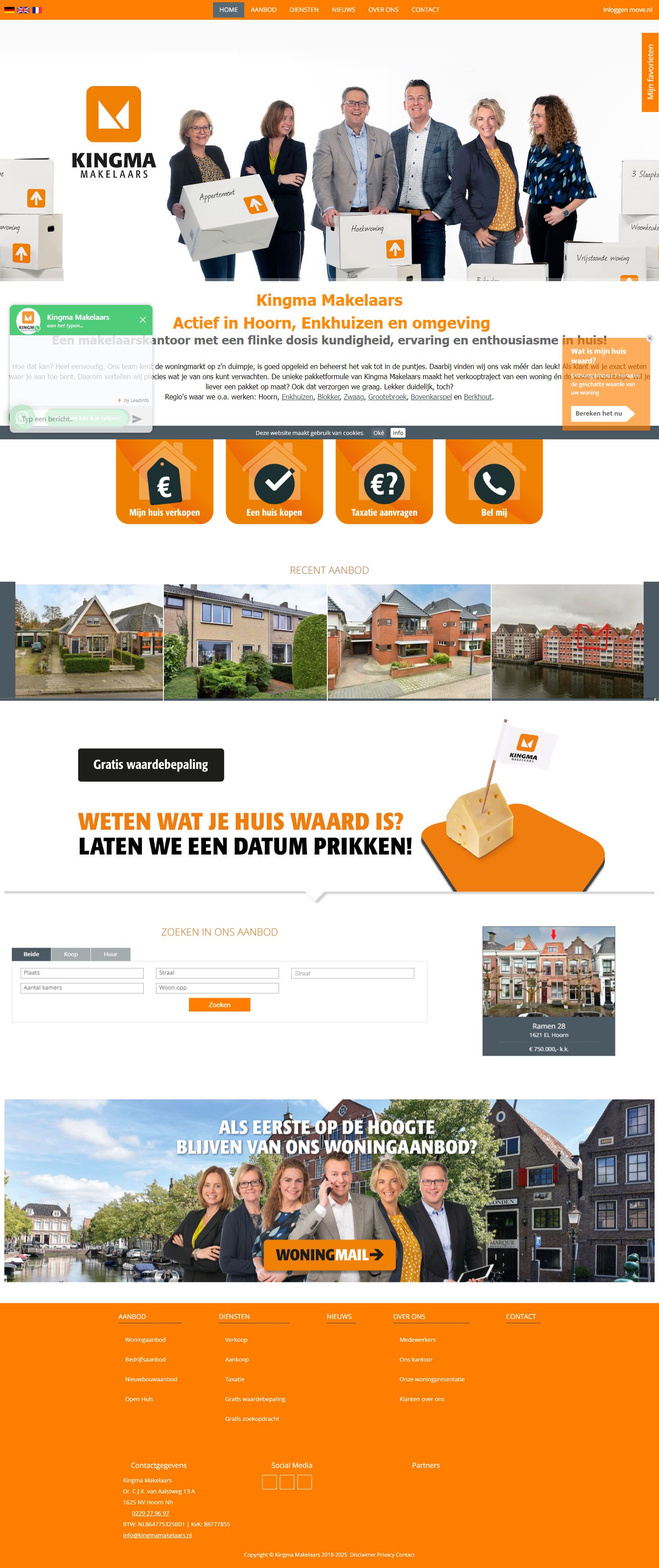 Screenshot van de website van www.kingmamakelaars.nl