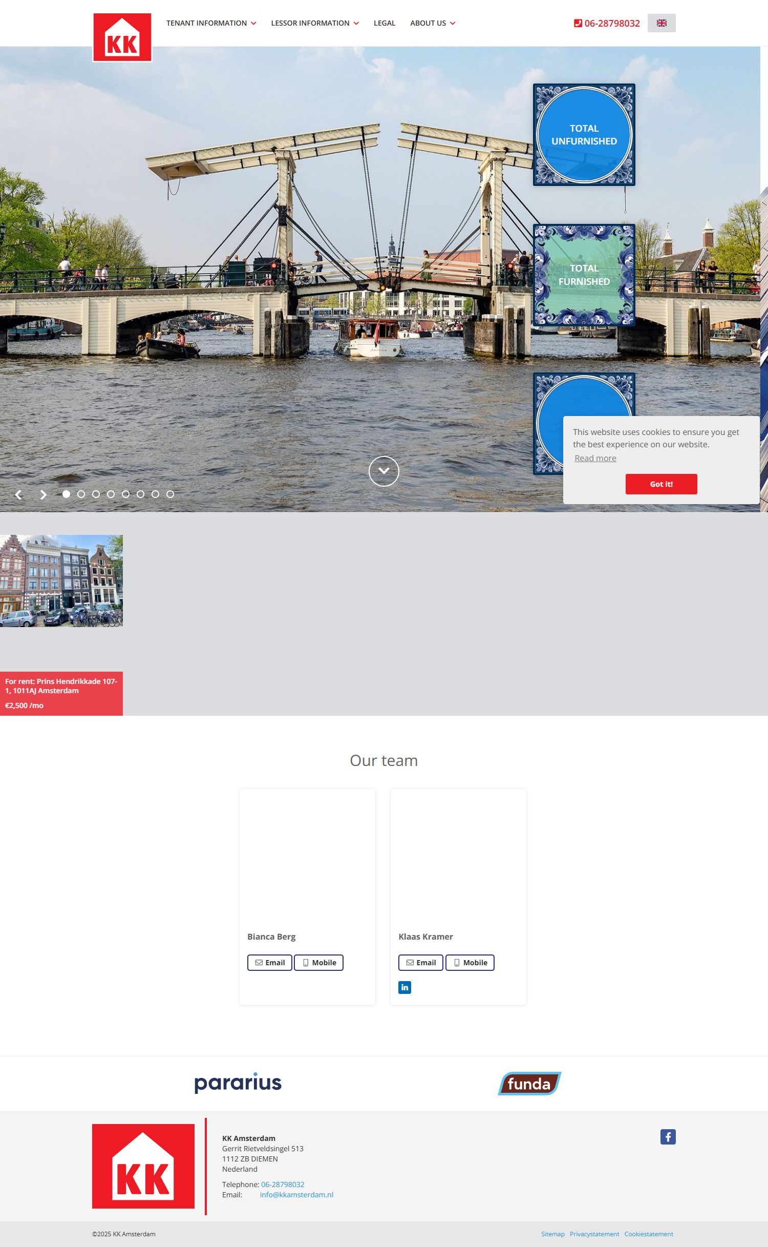 Screenshot van de website van www.kkamsterdam.nl