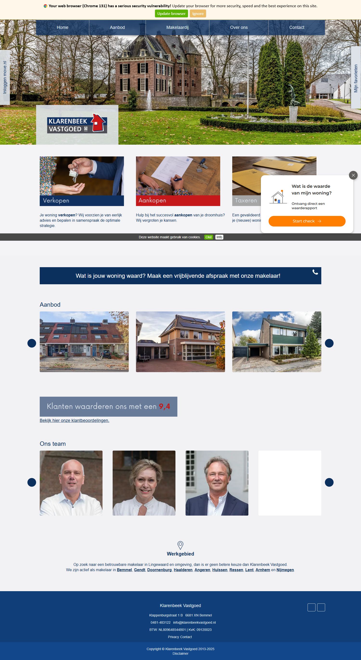Screenshot van de website van www.klarenbeekvastgoed.nl