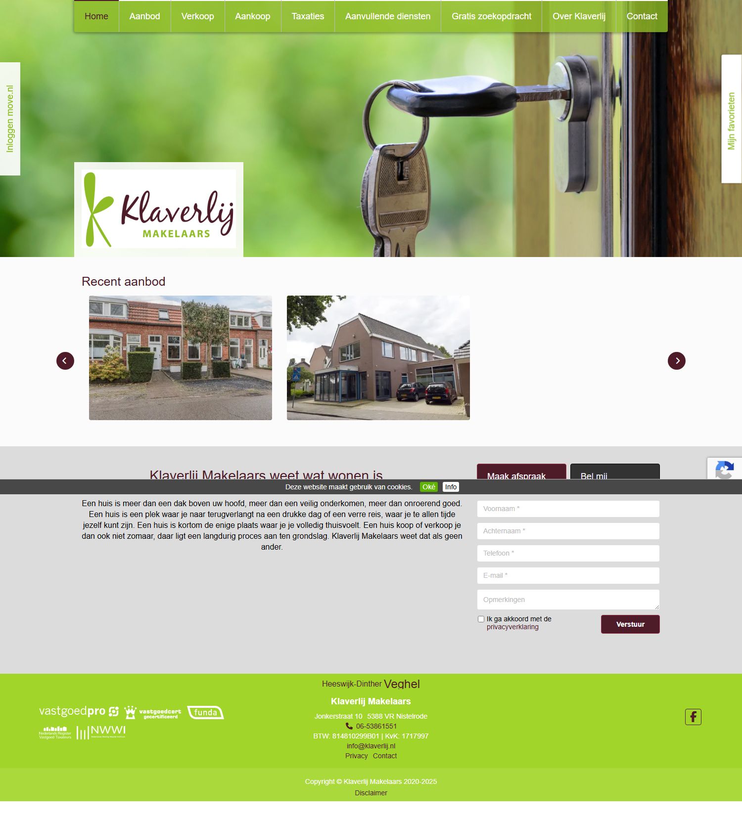 Screenshot van de website van www.klaverlij.nl