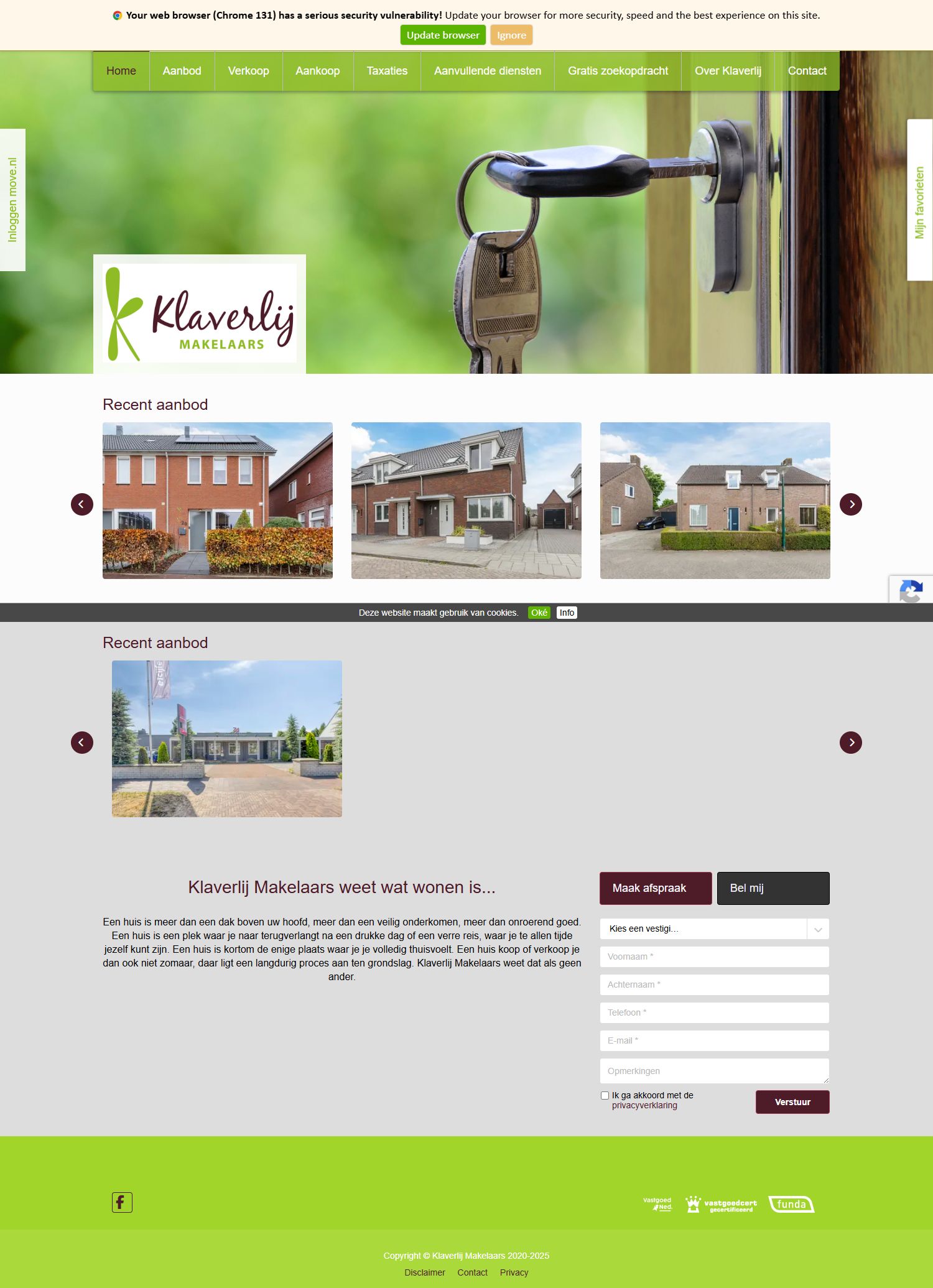 Screenshot van de website van www.klaverlij.nl