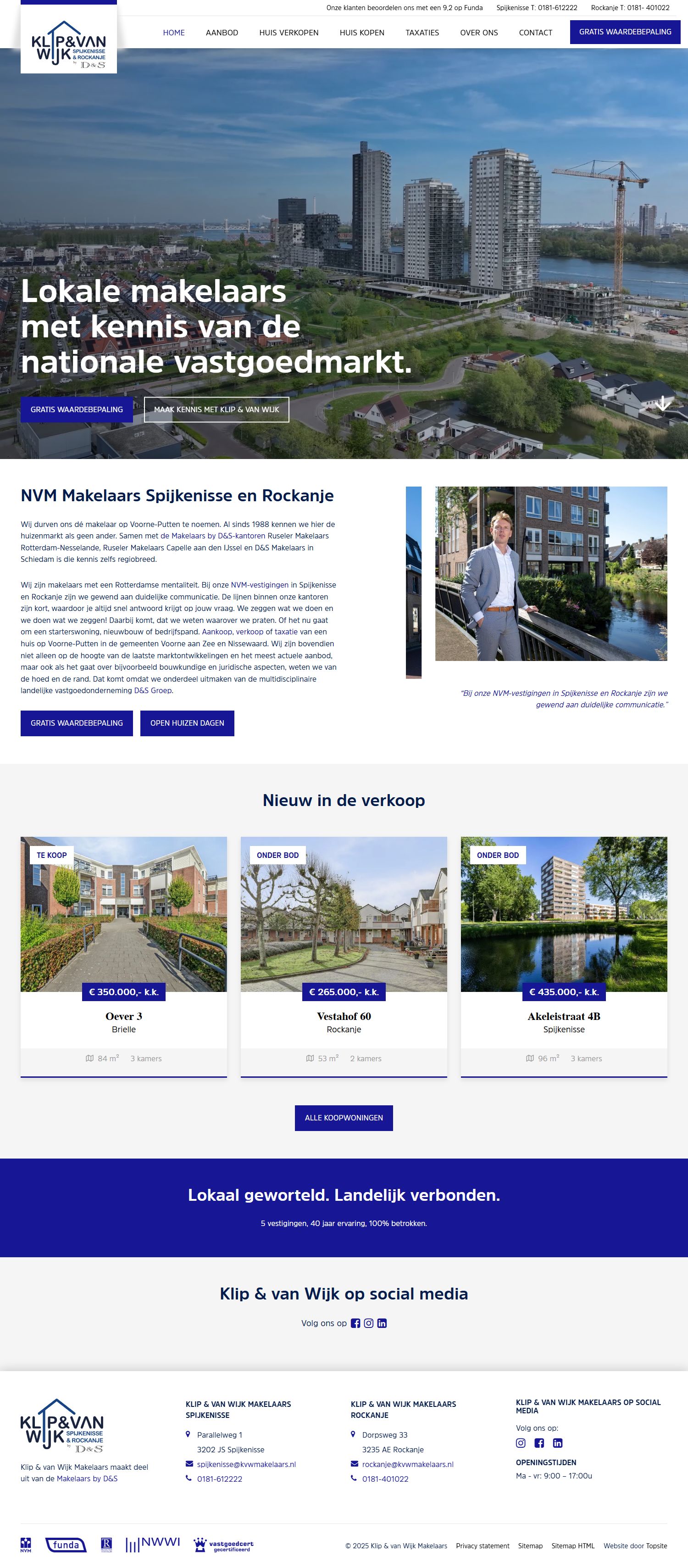 Screenshot van de website van www.kvwmakelaars.nl