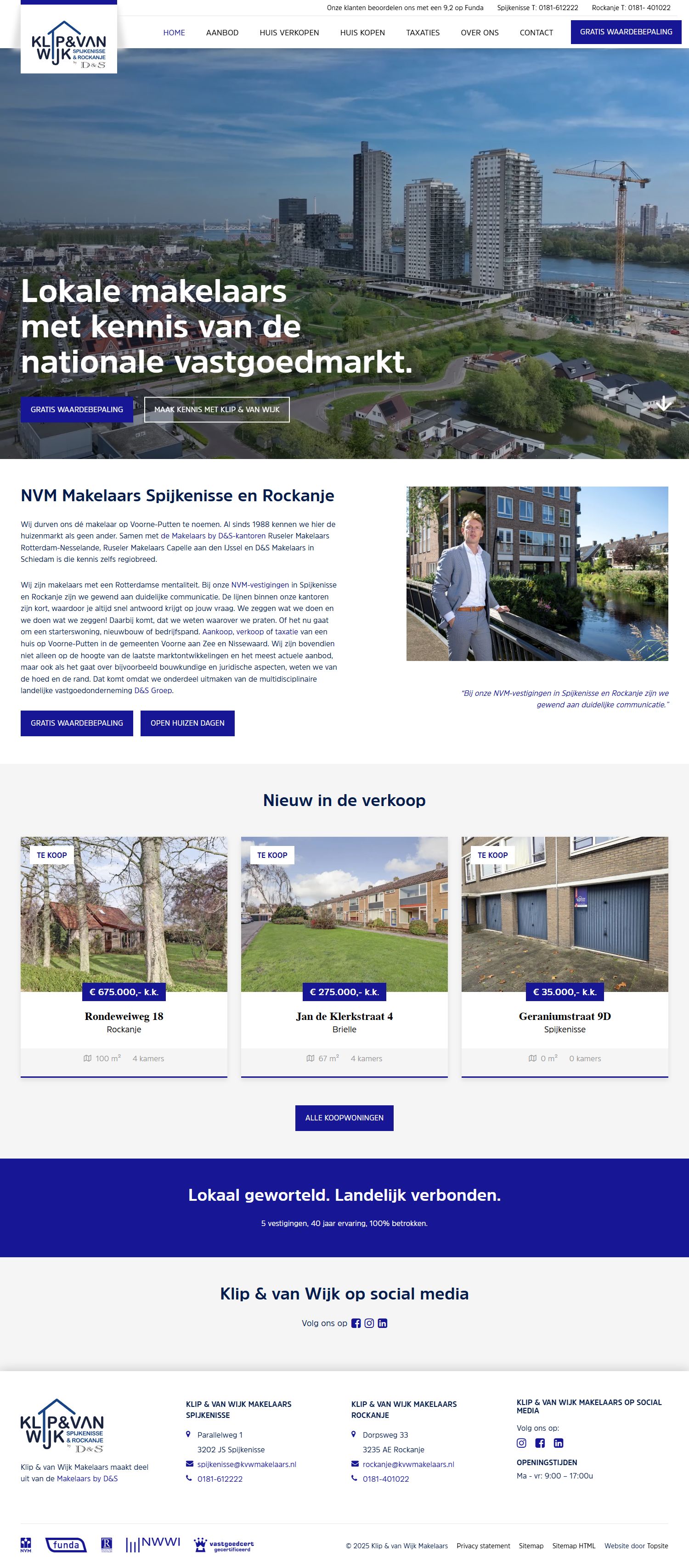 Screenshot van de website van www.kvwmakelaars.nl