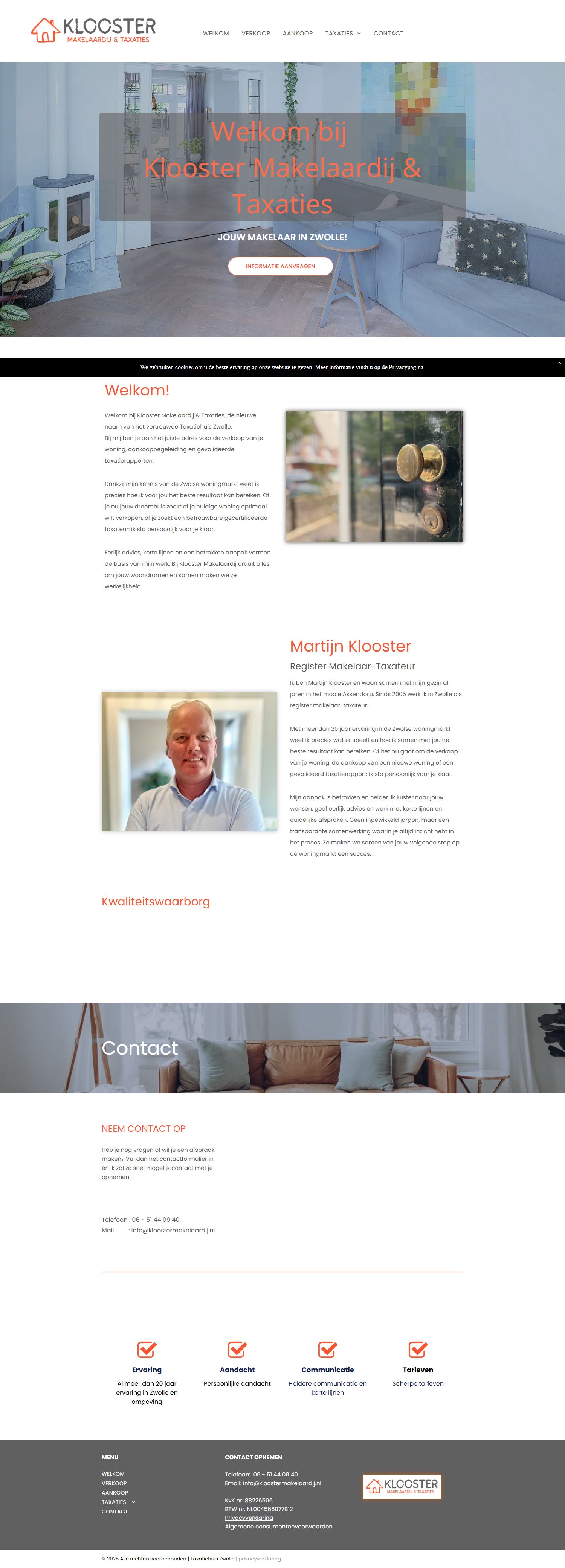 Screenshot van de website van www.kloostermakelaardij.nl