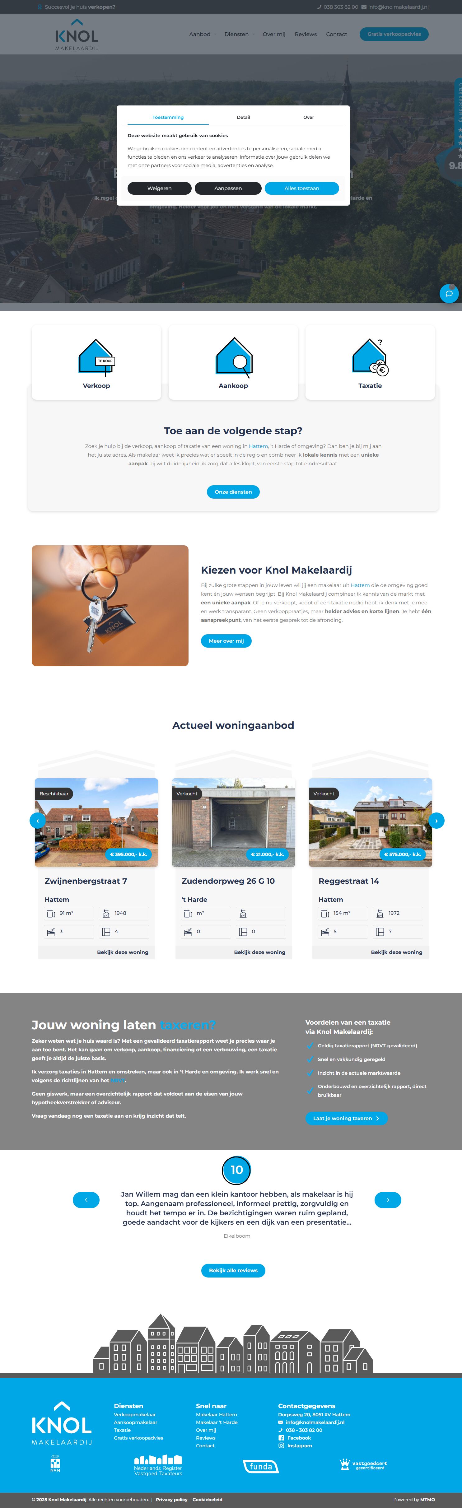 Screenshot van de website van www.knolmakelaardij.nl