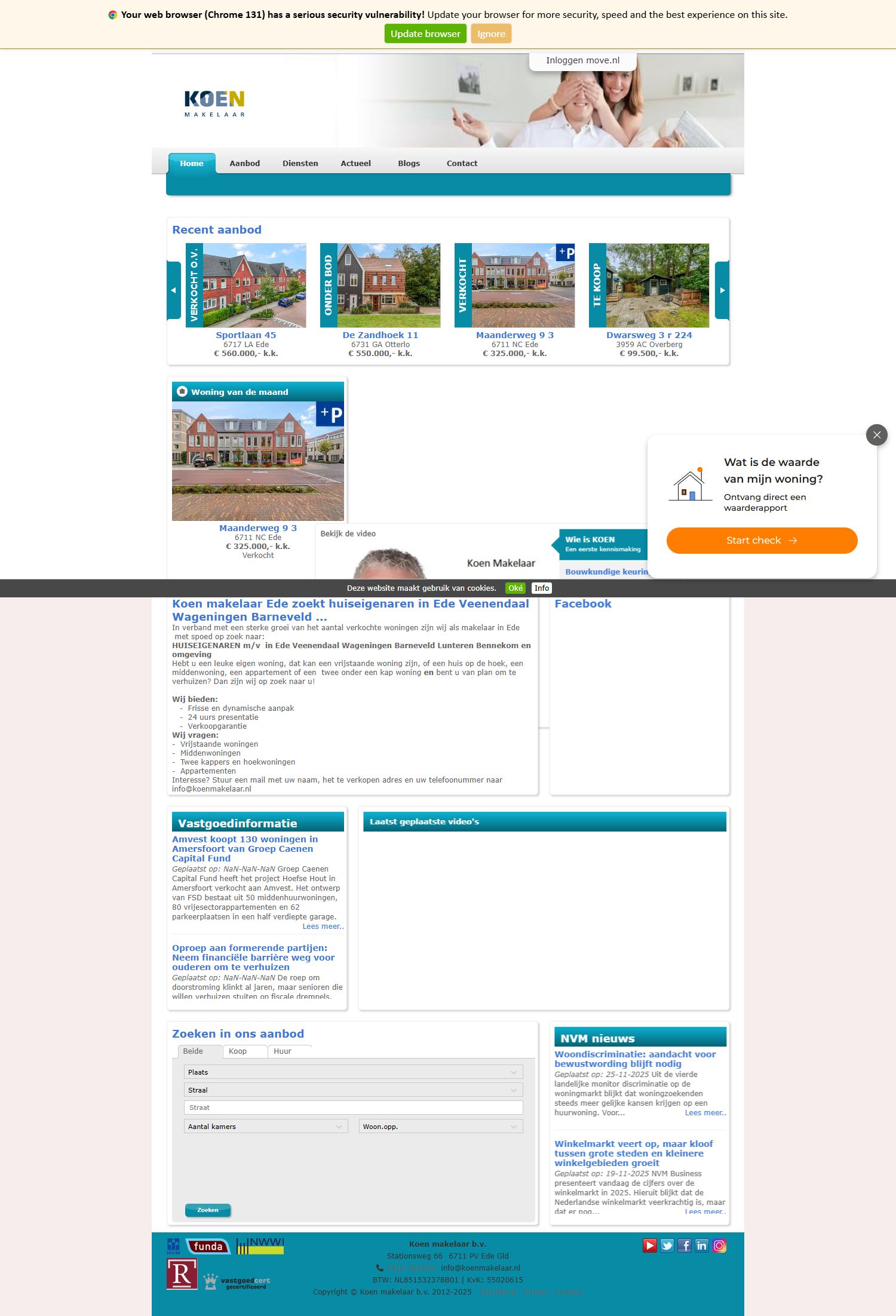Screenshot van de website van www.koenmakelaar.nl