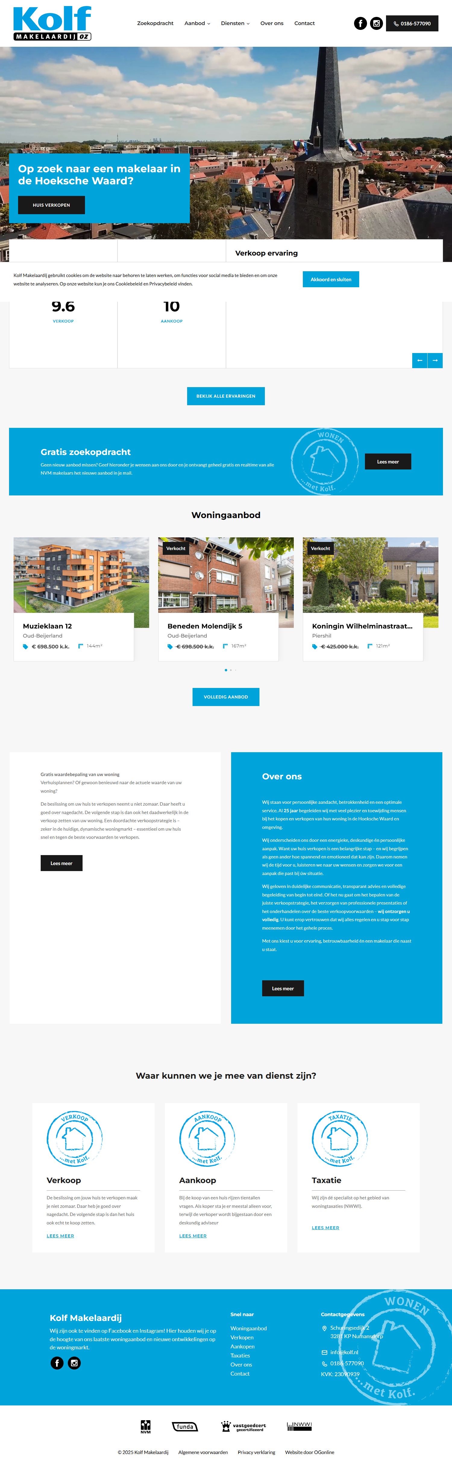 Screenshot van de website van www.kolf.nl