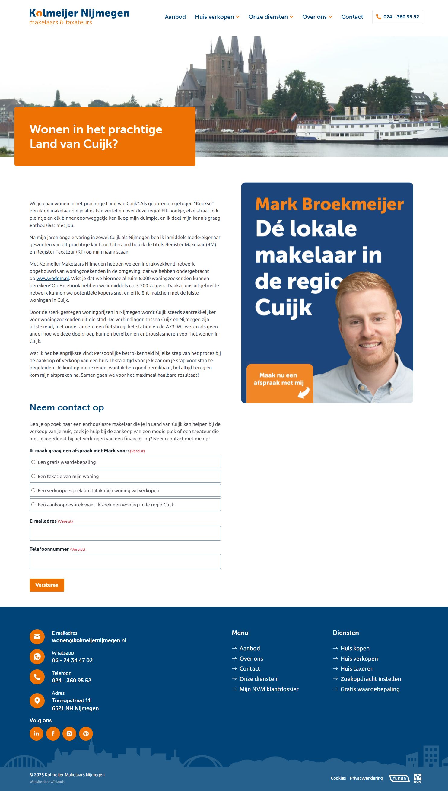 Screenshot van de website van kolmeijercuijk.nl